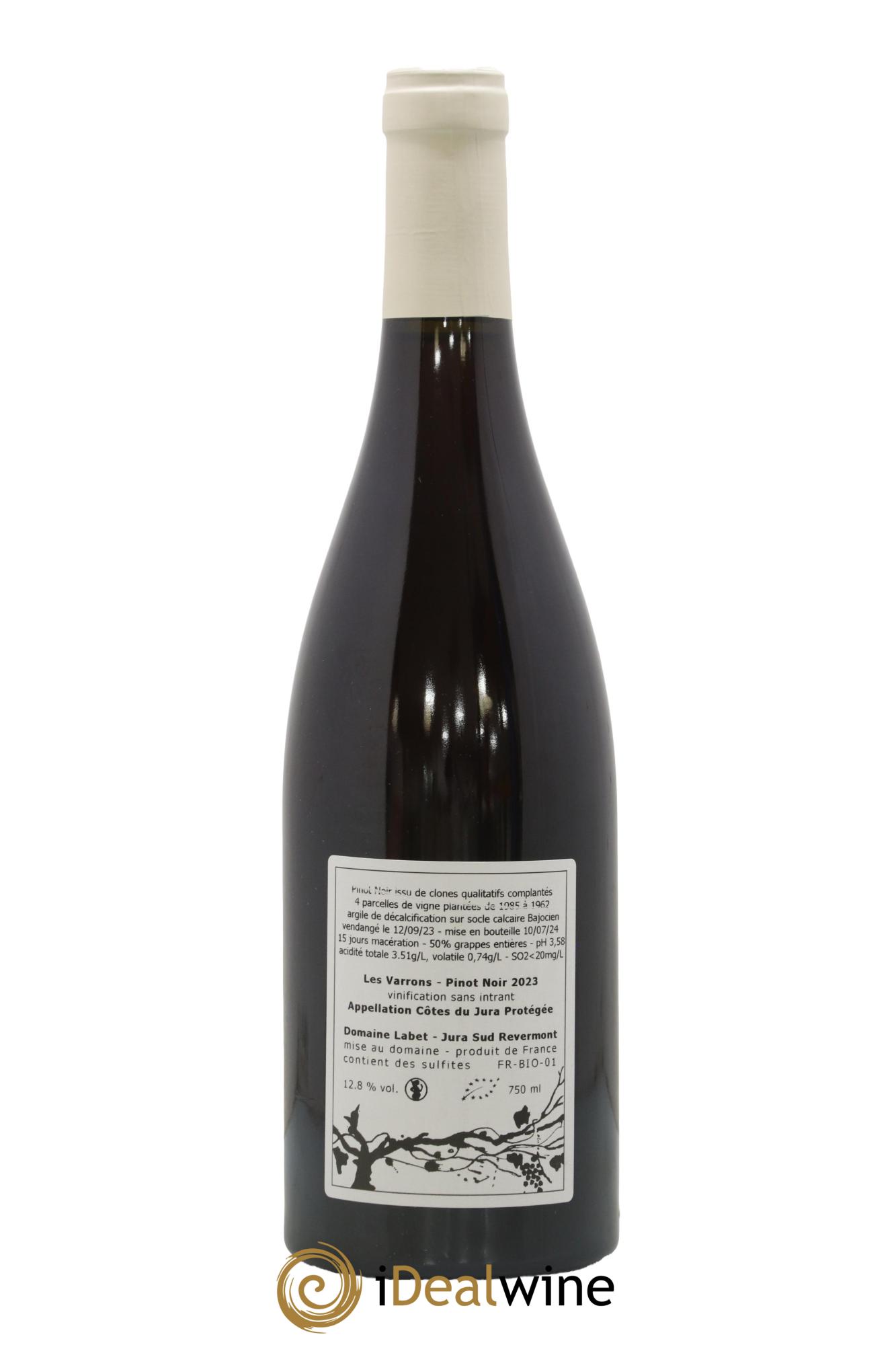 Côtes du Jura Pinot Noir Les Varrons Sélection Massale Romain - Julien - Charline Labet 2023 - Lot de 1 bouteille - 1