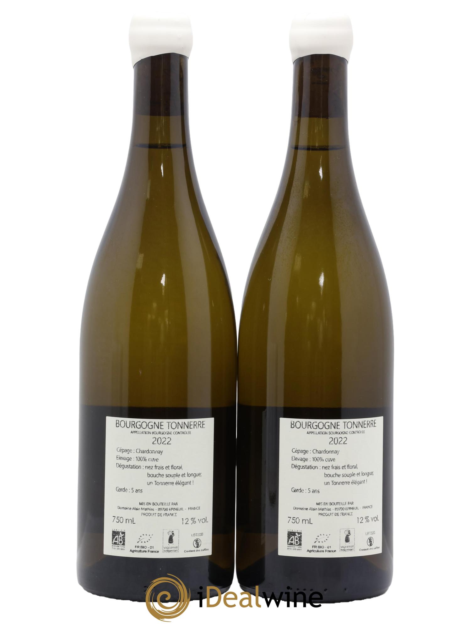 Bourgogne Tonnerre Domaine Alain Mathias 2022 - Lot de 2 bouteilles - 1