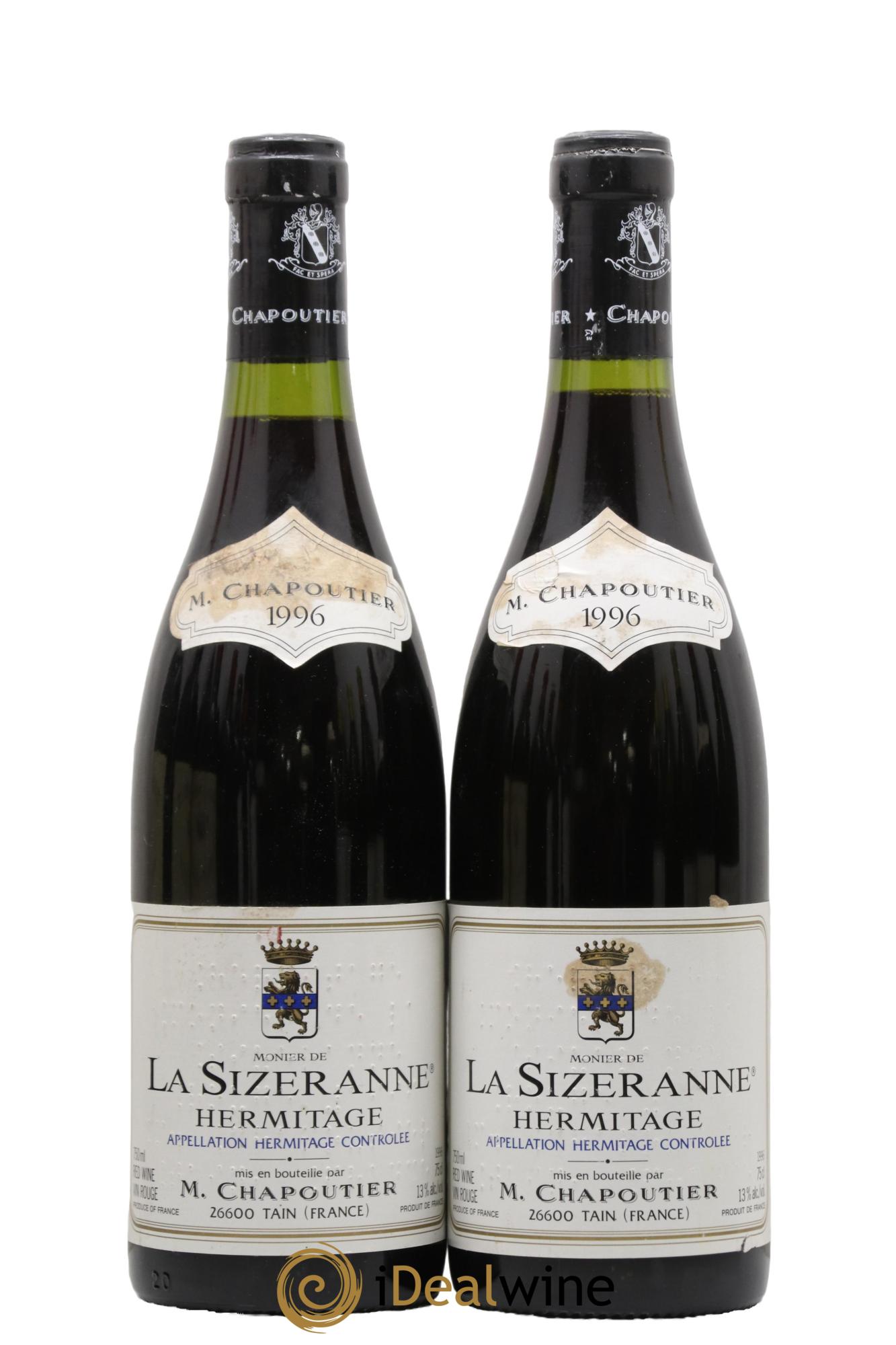 Hermitage Monier de La Sizeranne Chapoutier 1996 - Lot de 2 bouteilles - 0
