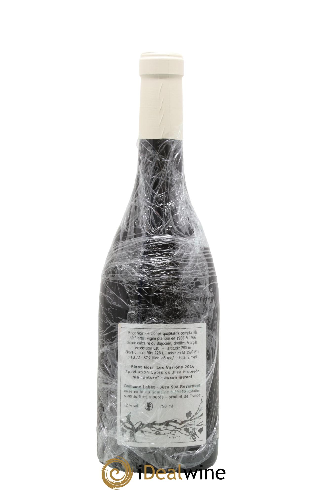 Côtes du Jura Pinot Noir Les Varrons Sélection Massale Romain - Julien - Charline Labet 2016 - Lot of 1 bottle - 1