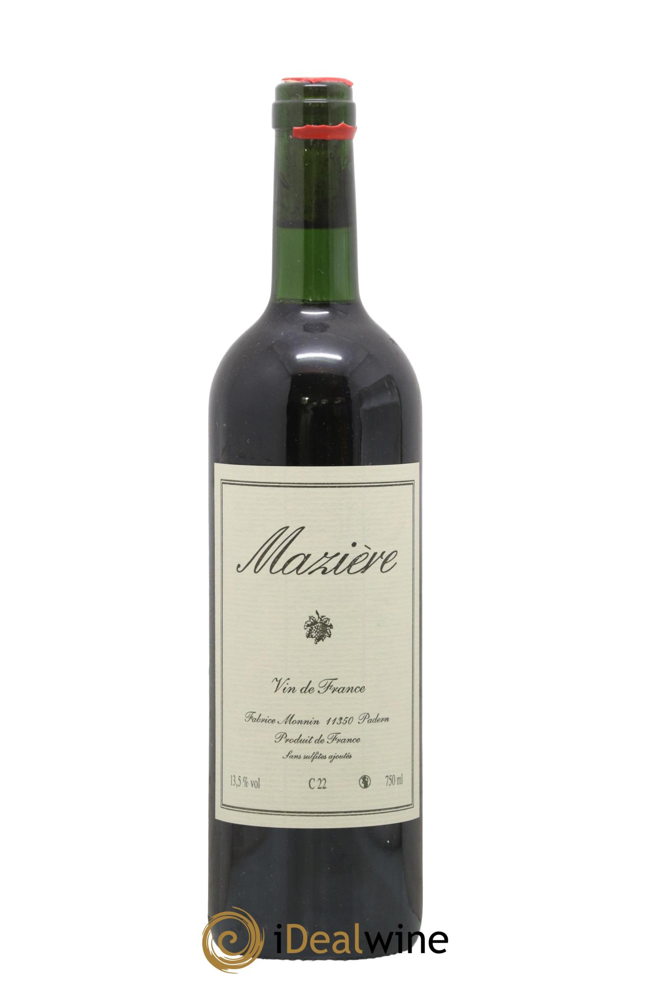 Vin de France Mazière Carignan Fabrice Monnin 2022 - Lot de 1 bouteille - 0