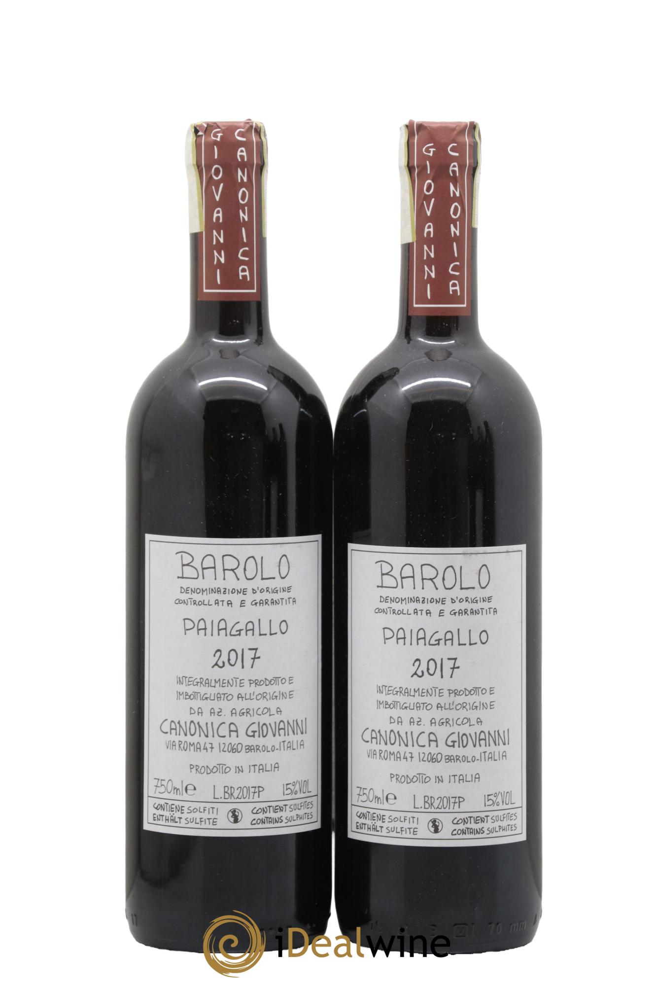 Barolo DOCG Paiagallo Giovanni Canonica 2017 - Lot de 2 bouteilles - 0