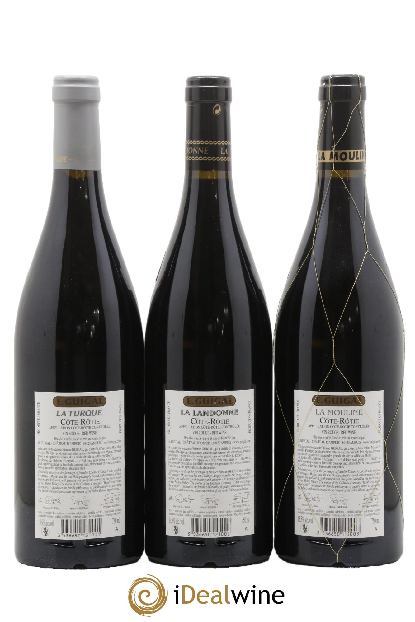Côte-Rôtie Guigal Trilogie La Turque - La Landonne - La Mouline 2014 - Lot of 3 bottles - 1