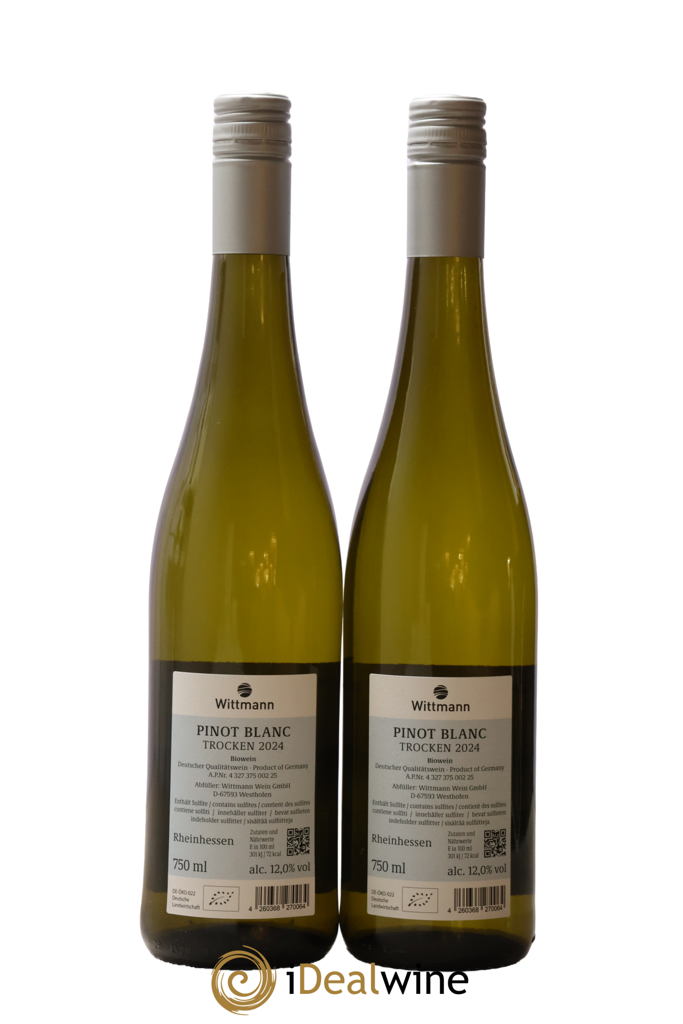 Allemagne Rheinhessen Trocken 100 Hugel Pinot Blanc Wittmann 2024 - Lot de 2 bouteilles - 1