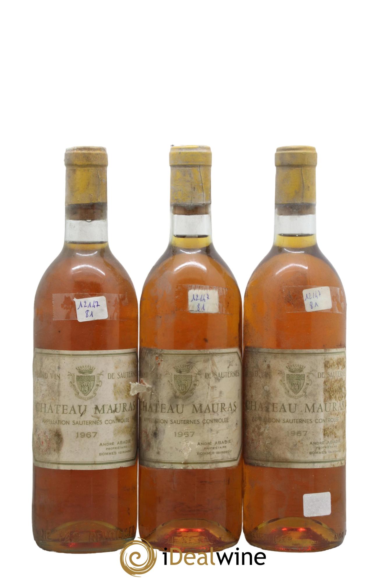 Château Mauras Cru Bourgeois 1967 - Lotto di 3 bottiglie - 0