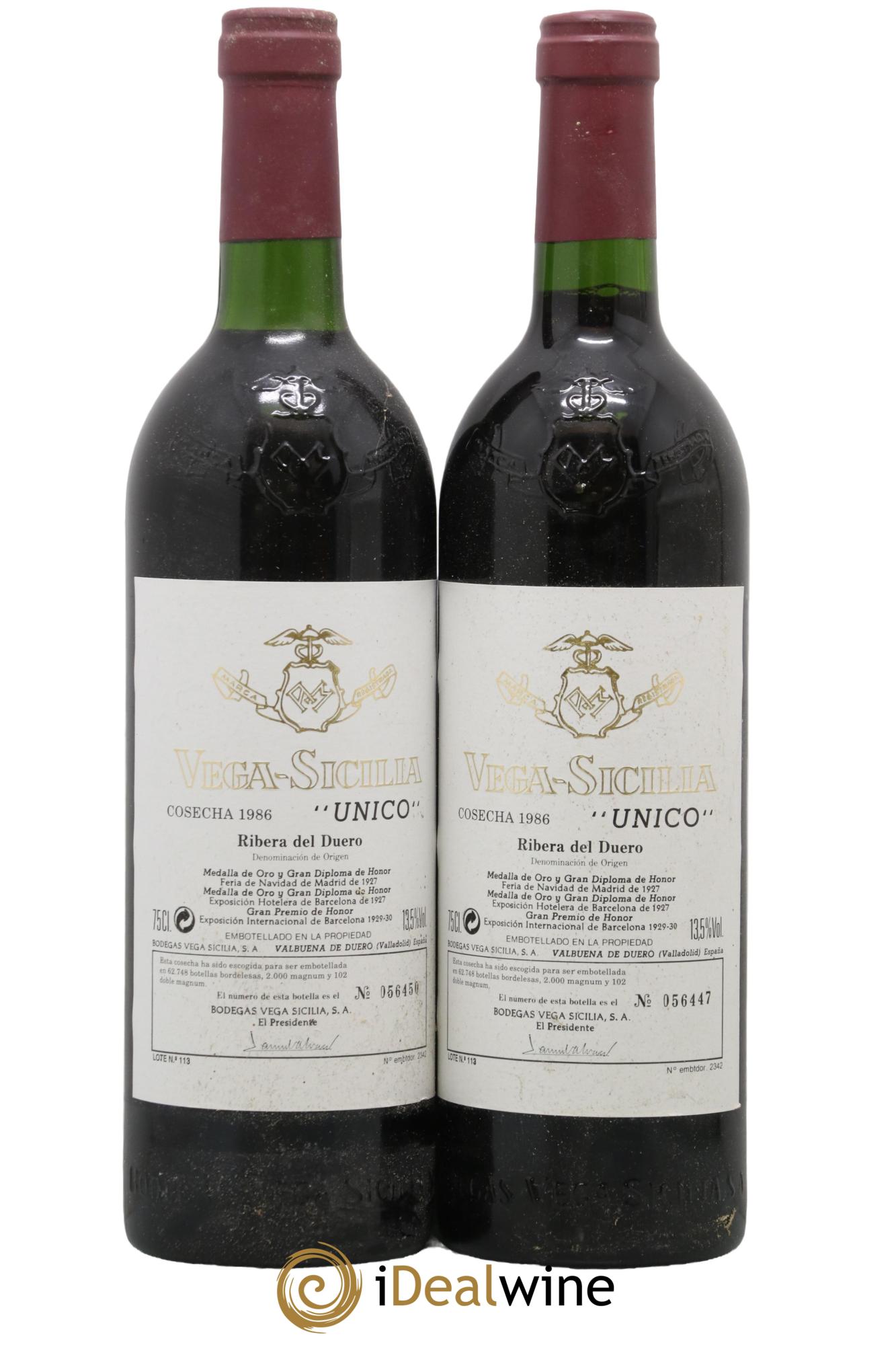 Ribera Del Duero DO Vega Sicilia Unico Famille Alvarez 1986 - Lot de 2 bouteilles - 0