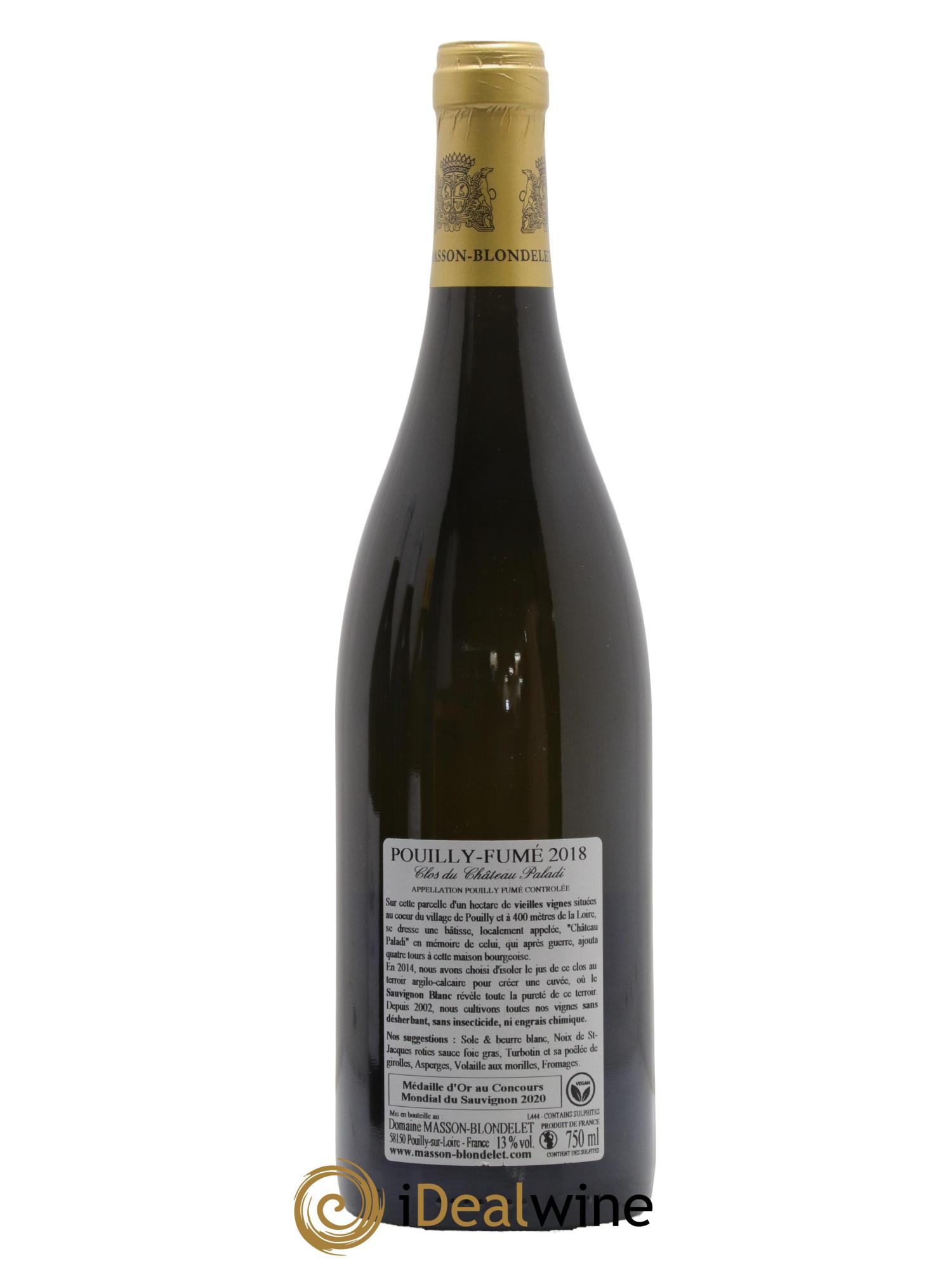 Pouilly-Fumé Clos Du Château Paladi Masson Blondelet 2018 - Lot de 1 bouteille - 1
