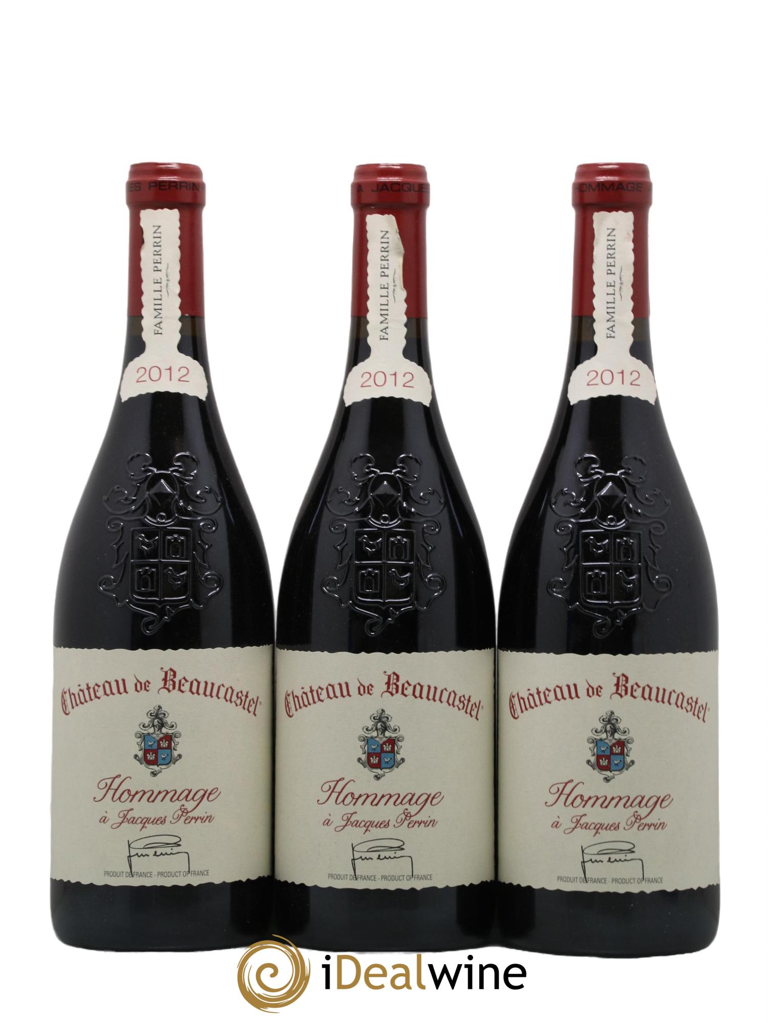 Châteauneuf-du-Pape Château de Beaucastel Hommage à Jacques Perrin Famille Perrin 2012 - Lot of 3 bottles - 0