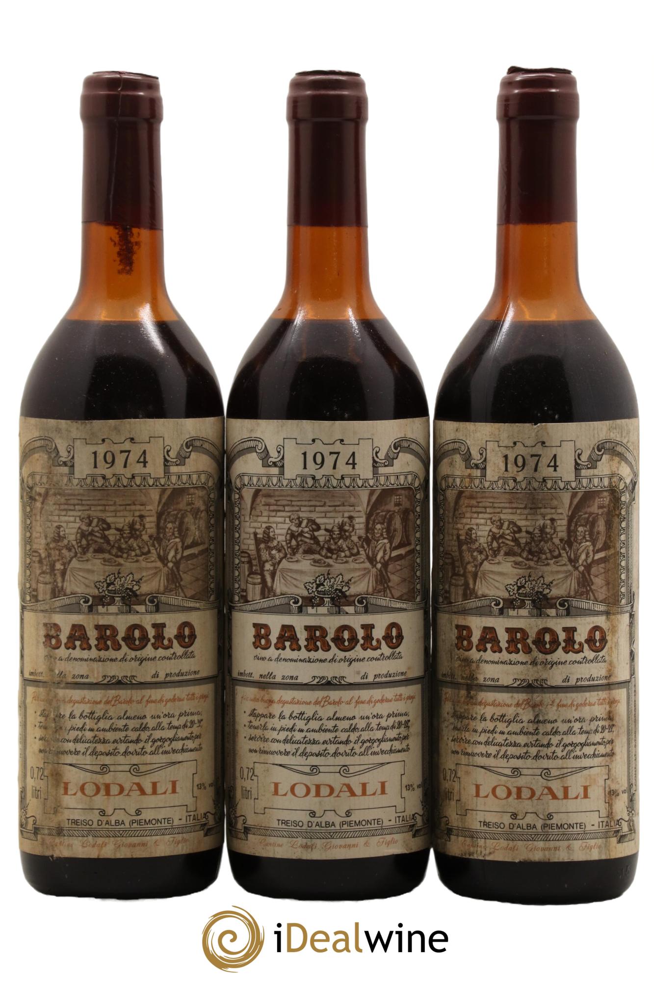Barolo Lodali 1974 - Posten von 3 Flaschen - 0