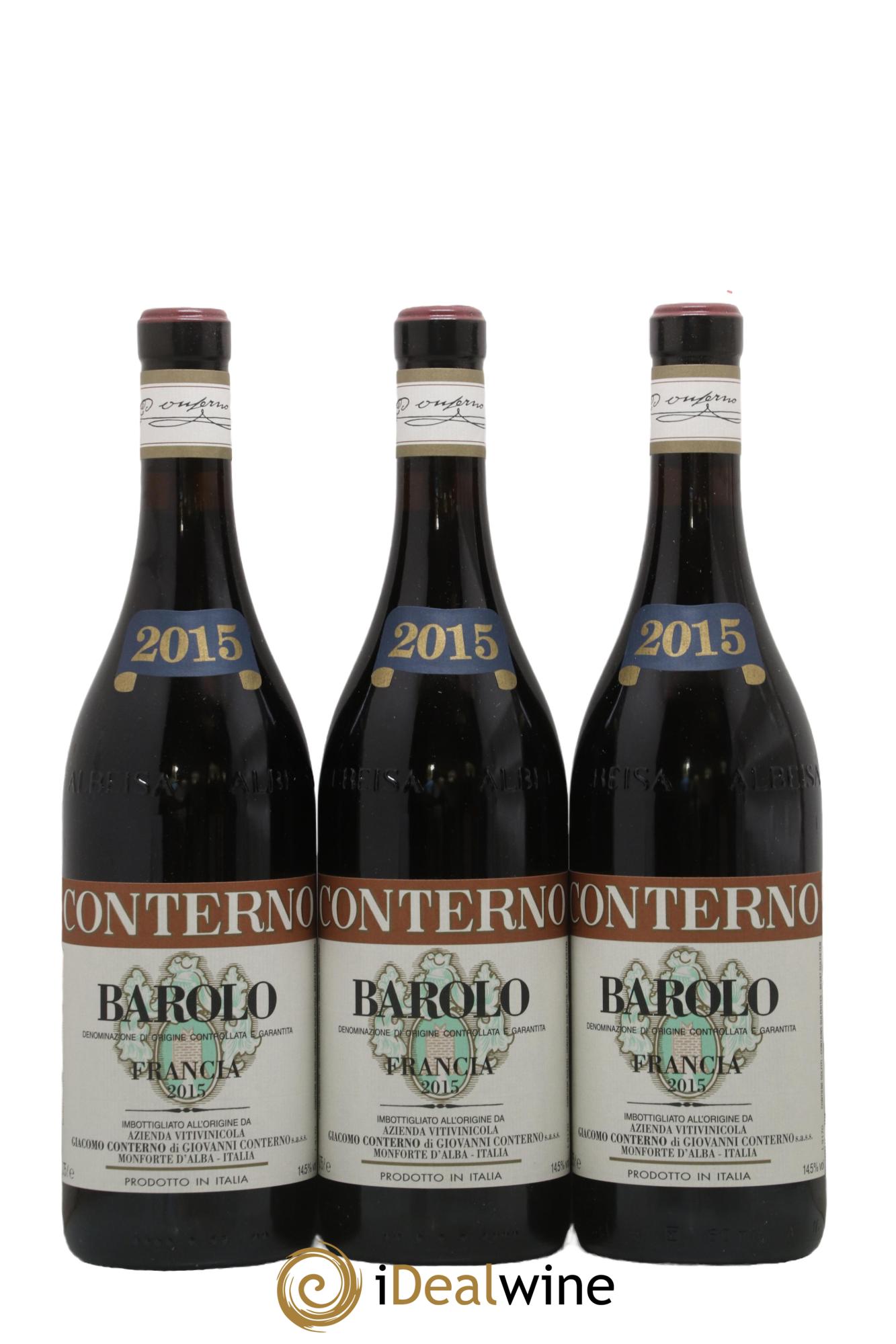 Barolo DOCG Vigna Francia Giacomo Conterno 2015 - Lot de 3 bouteilles - 0