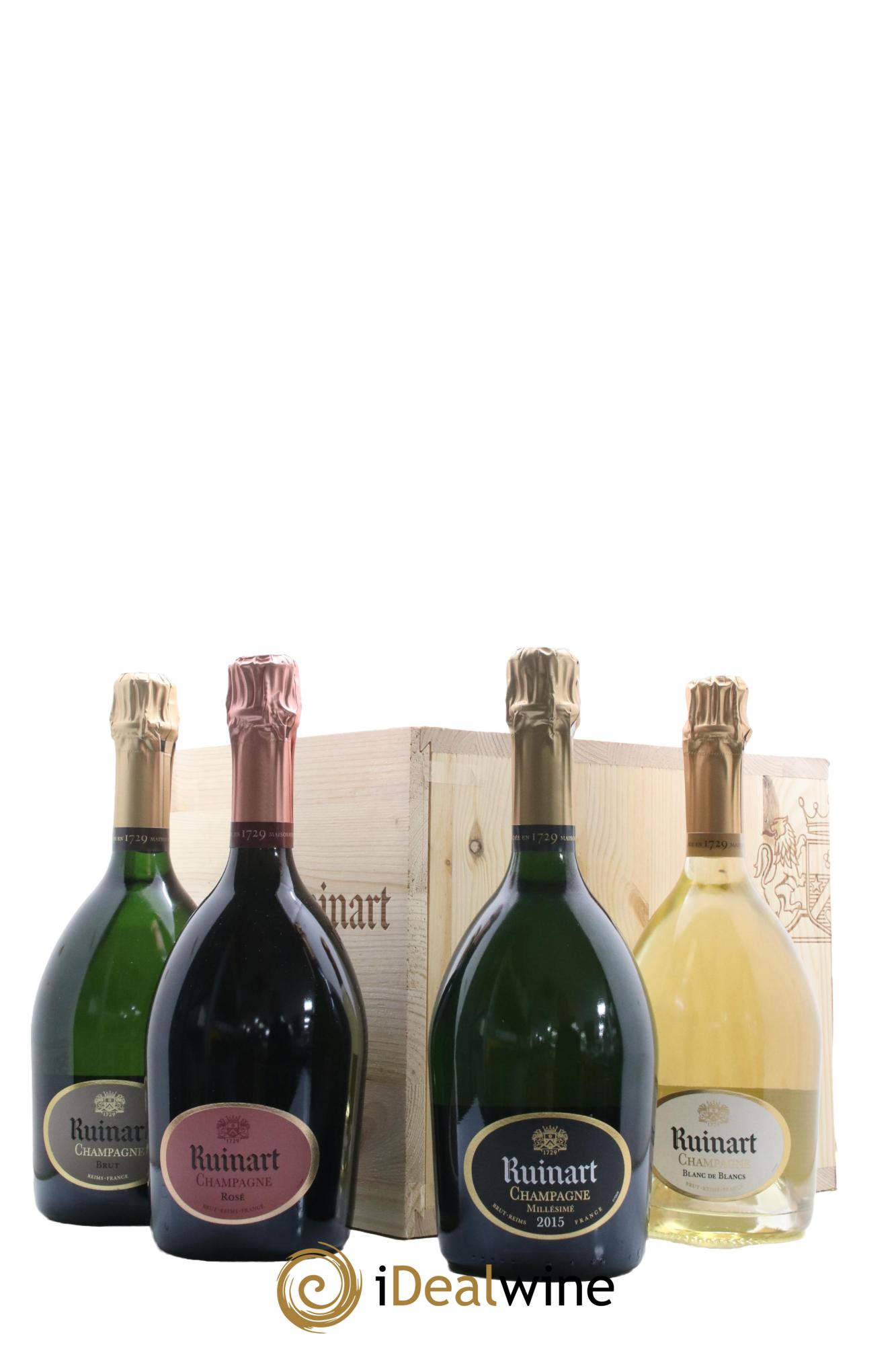 Champagne Assortiment Ruinart Blanc de Blanc Rosé Brut Millésimé 2015 R de Ruinart - Lot de 4 bouteilles - 1