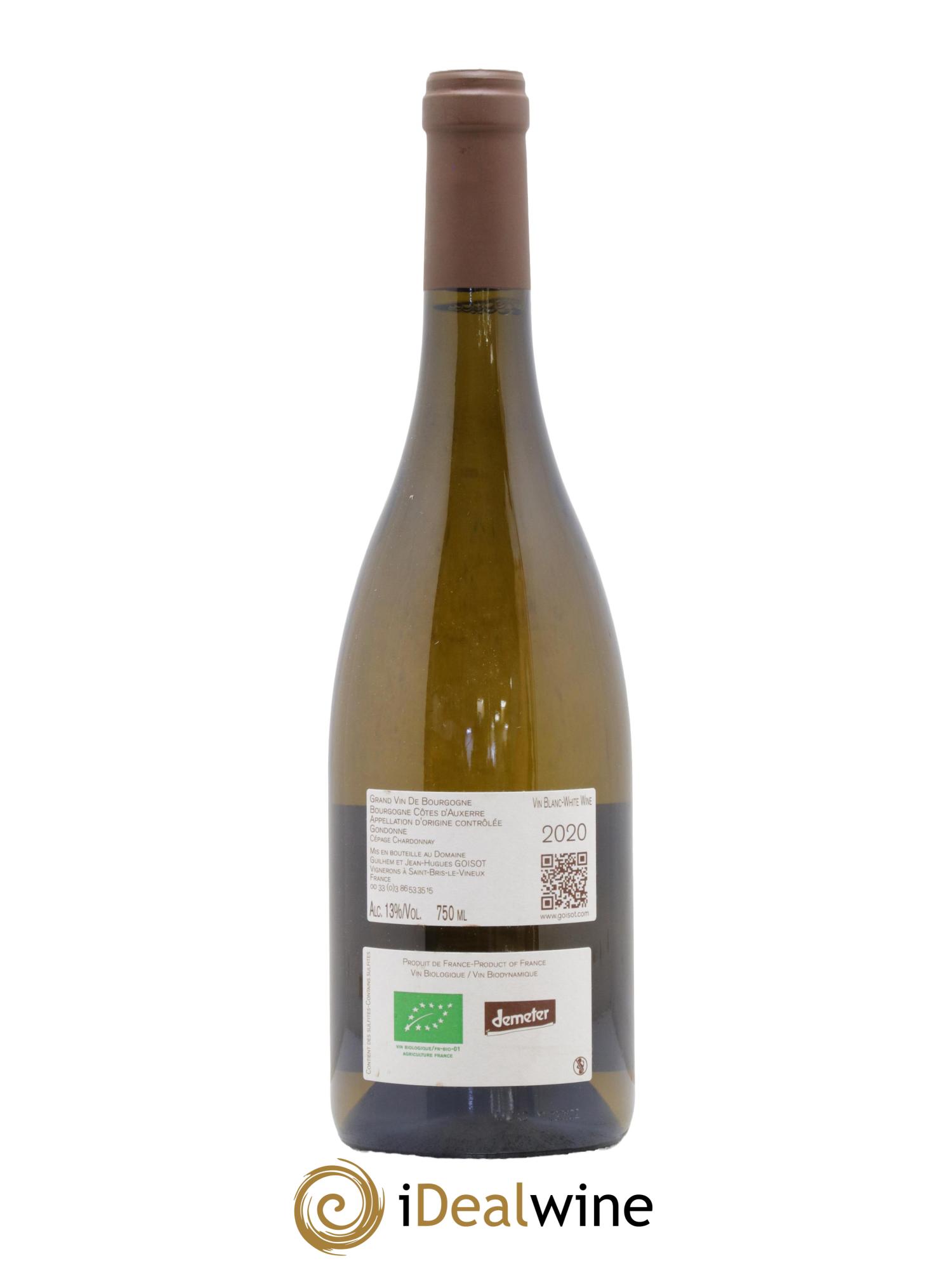 Bourgogne Côtes d'Auxerre Gondonne Goisot 2020 - Lot de 1 bouteille - 1