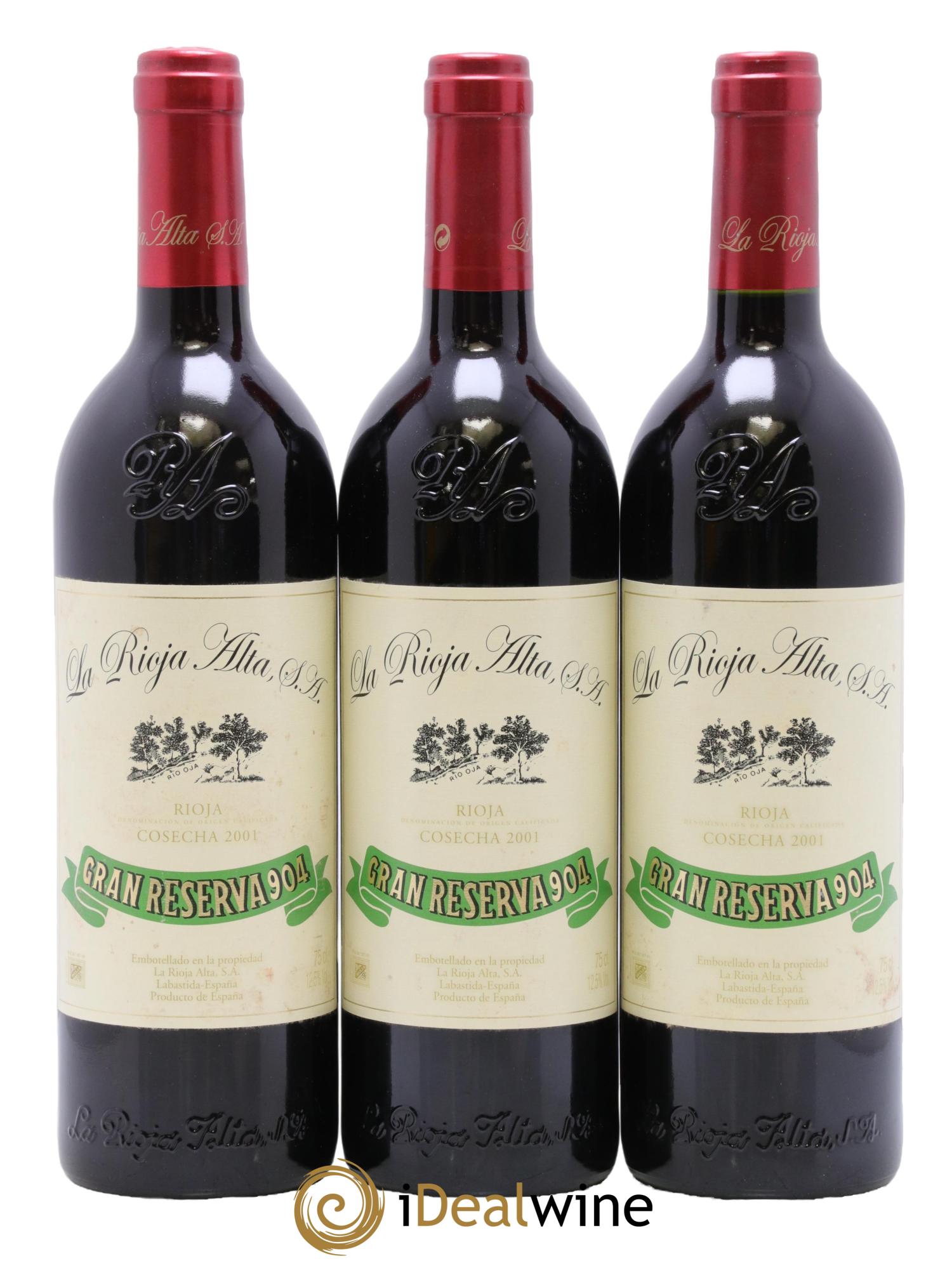 Rioja DOCa Gran Reserva 904 La Rioja Alta 2001 - Posten von 3 Flaschen - 0