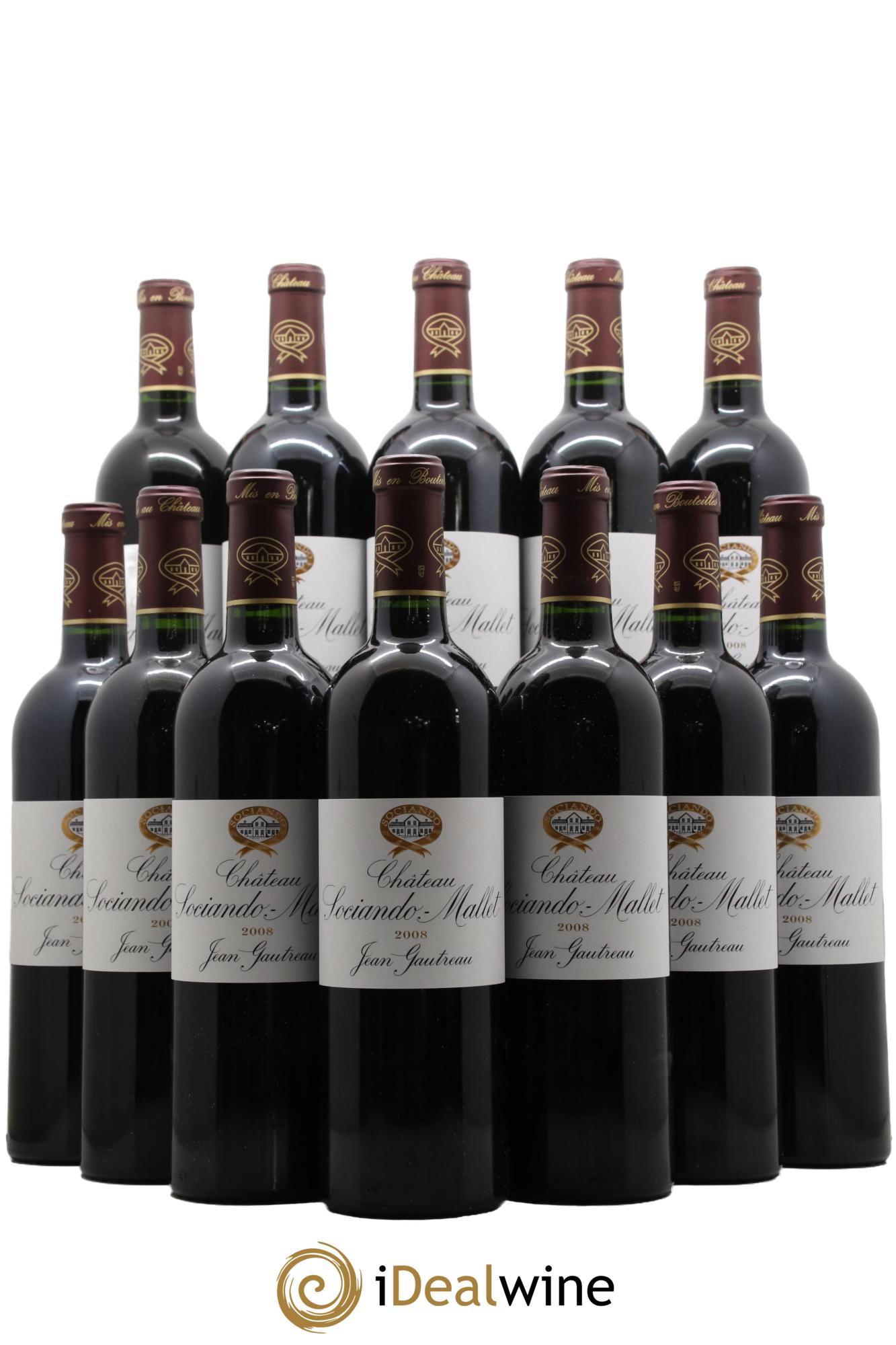 Château Sociando Mallet 2008 - Lotto di 12 bottiglie - 0