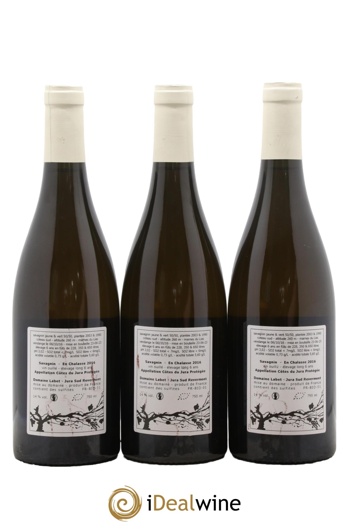 Côtes du Jura Savagnin en Chalasse Elevage Long Romain - Julien - Charline Labet 2016 - Lot de 3 bouteilles - 1