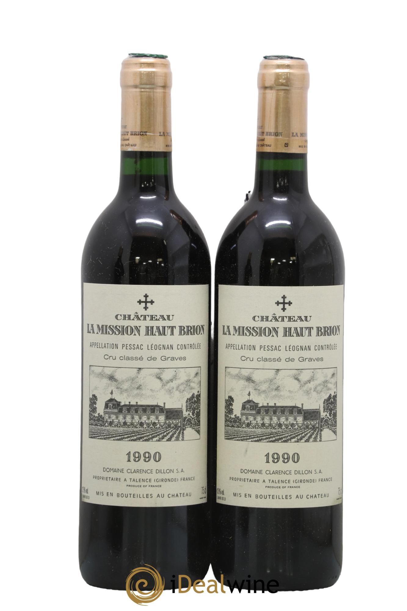 Château la Mission Haut-Brion Cru Classé de Graves 1990 - Lot de 2 bouteilles - 0