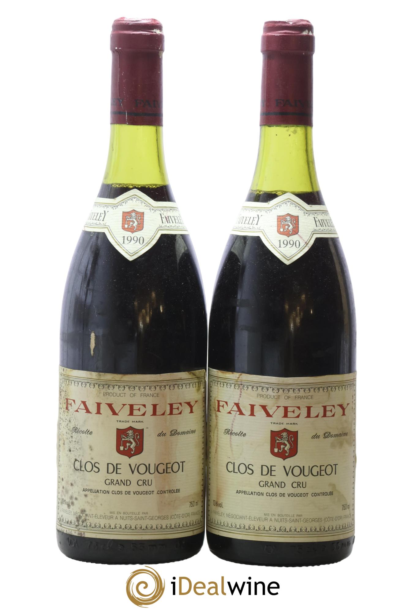 Clos de Vougeot Grand Cru Faiveley 1990 - Lot of 2 bottles - 0