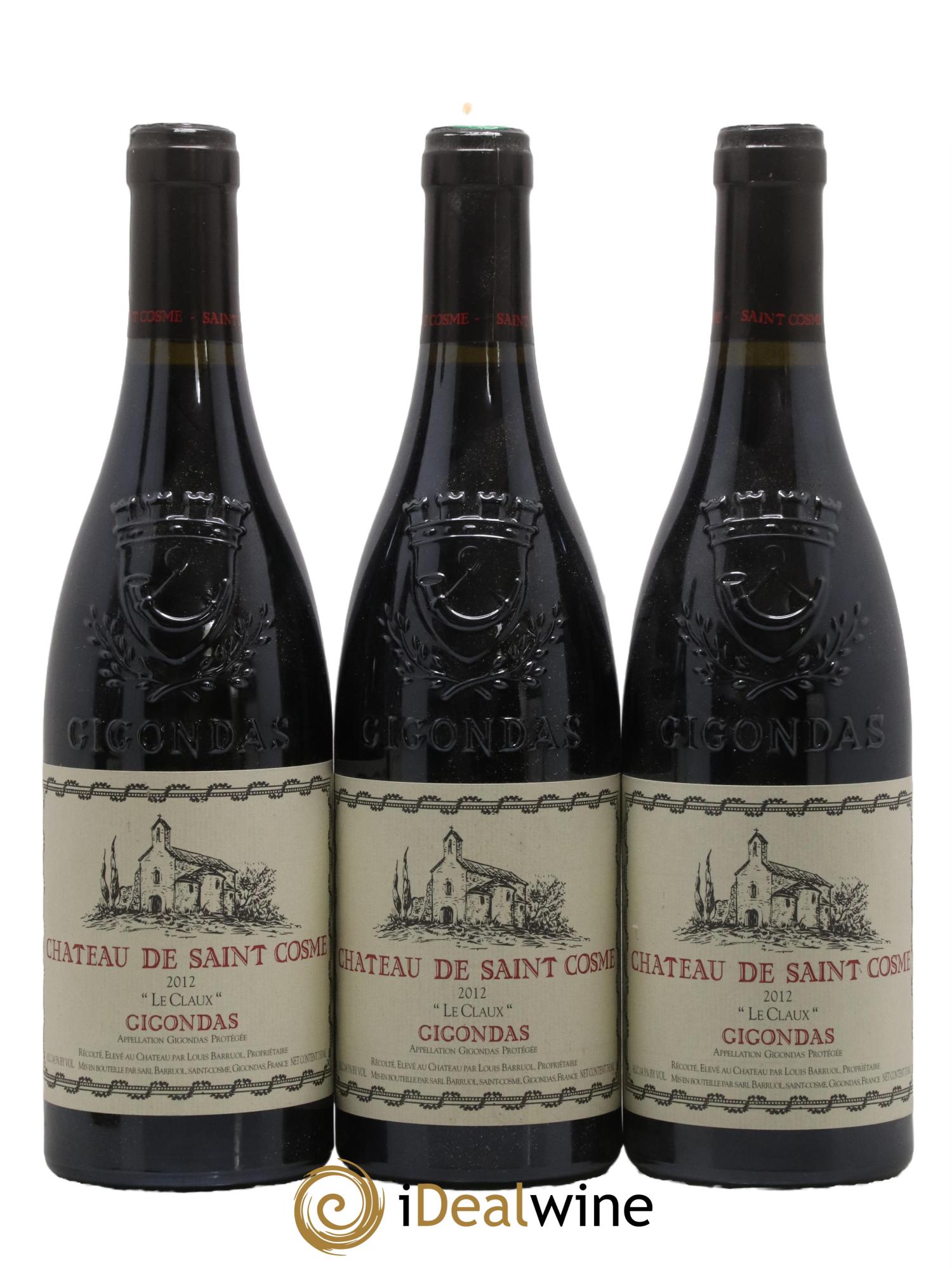 Gigondas Le Claux Saint Cosme 2012 - Lotto di 3 bottiglie - 0