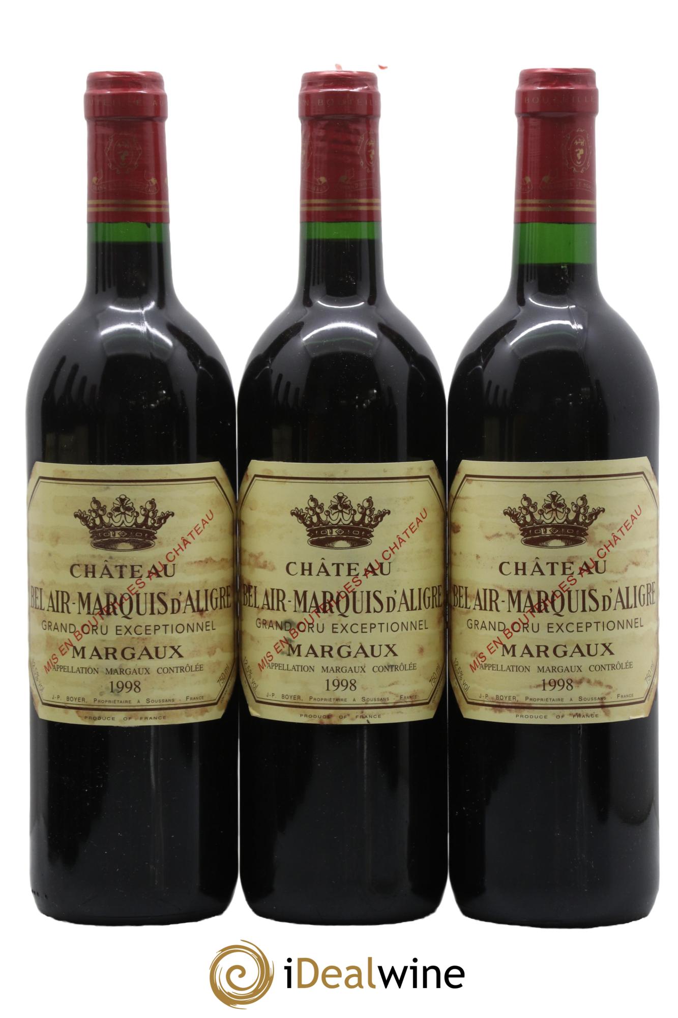 Château Bel Air Marquis d'Aligre 1998 - Lot of 3 bottles - 0