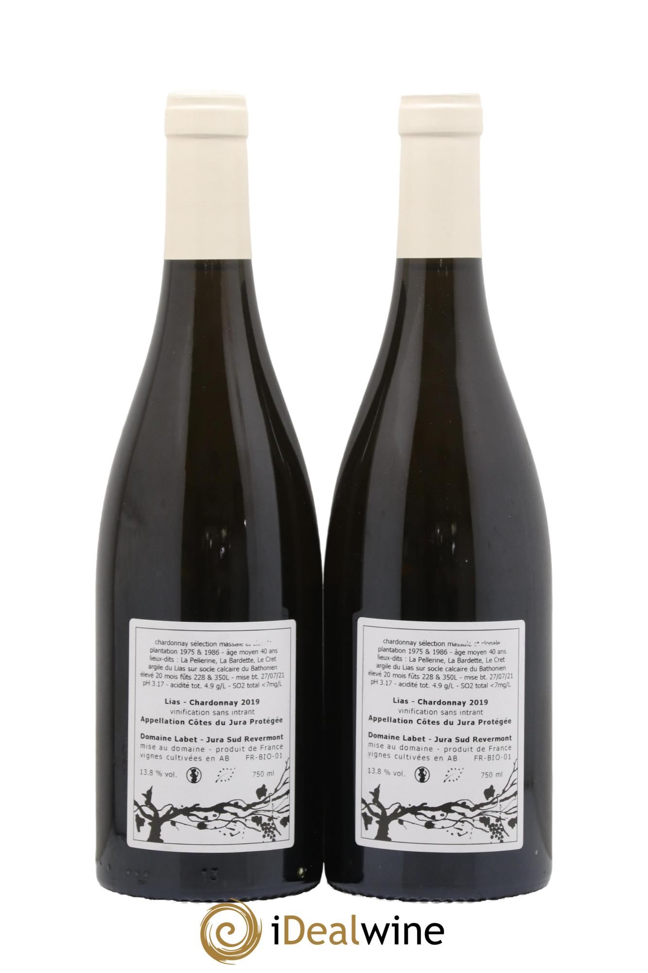 Côtes du Jura Chardonnay Lias Romain - Julien - Charline Labet 2019 - Lot de 2 bouteilles - 1