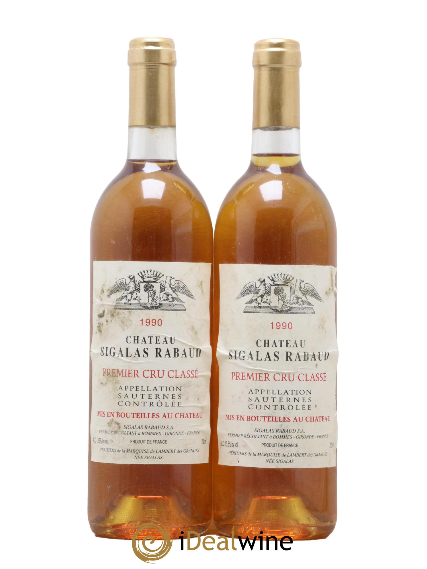 Château Sigalas Rabaud 1er Grand Cru Classé 1990 - Lotto di 2 bottiglie - 0