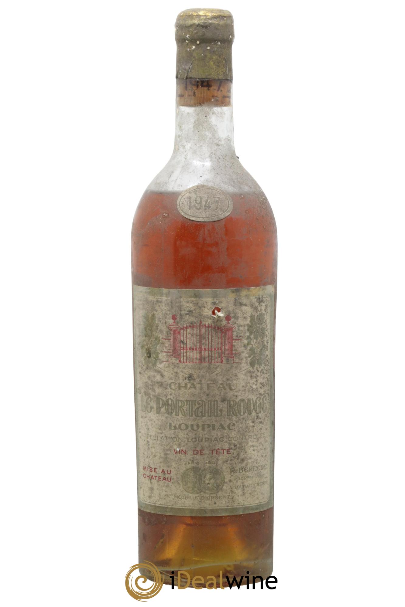 Loupiac Vin de tête Château Le Portail Rouge 1947 - Lot de 1 bouteille - 0