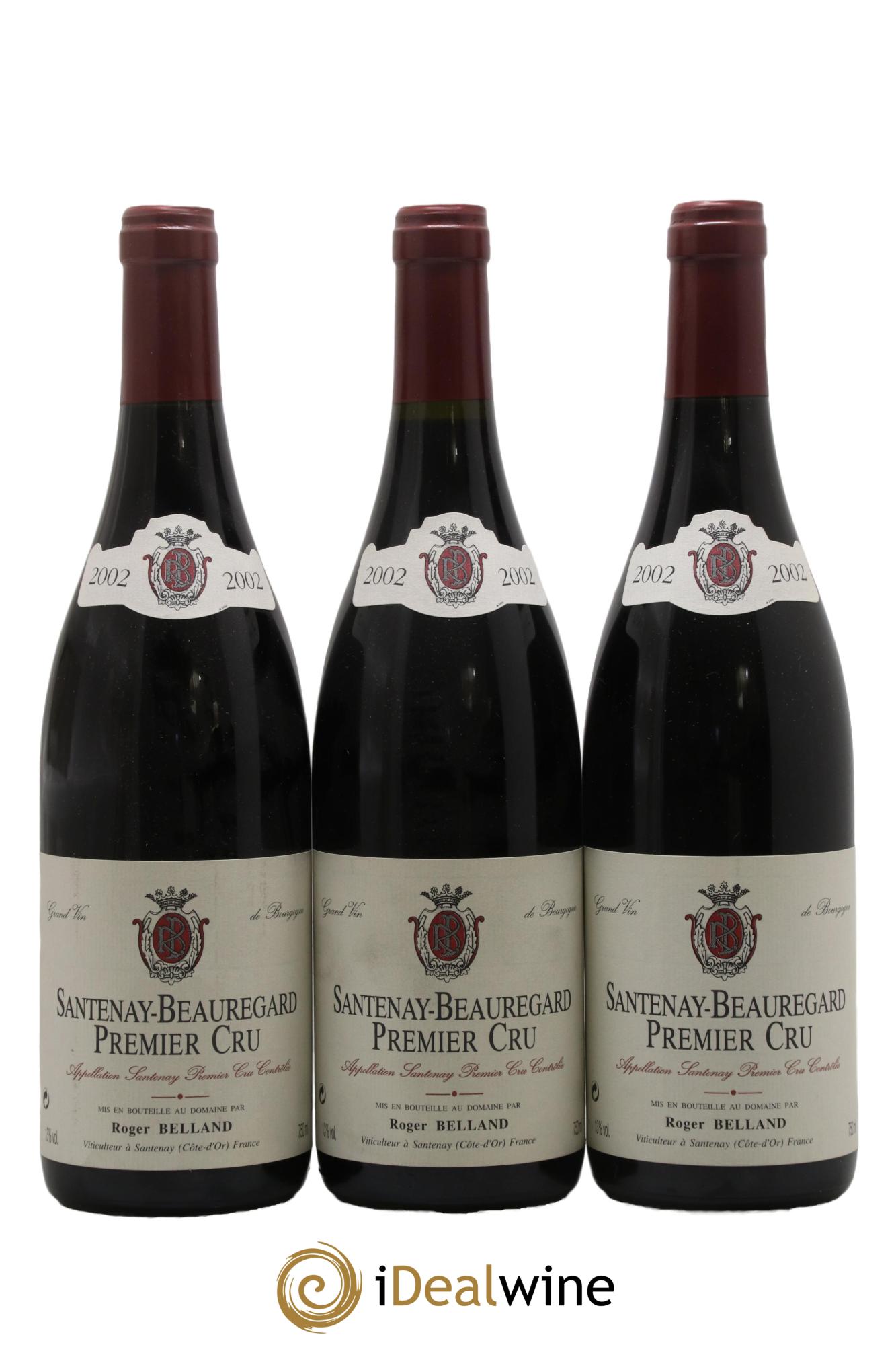 Santenay 1er Cru Beauregard Roger Belland 2002 - Lot de 3 bouteilles - 0