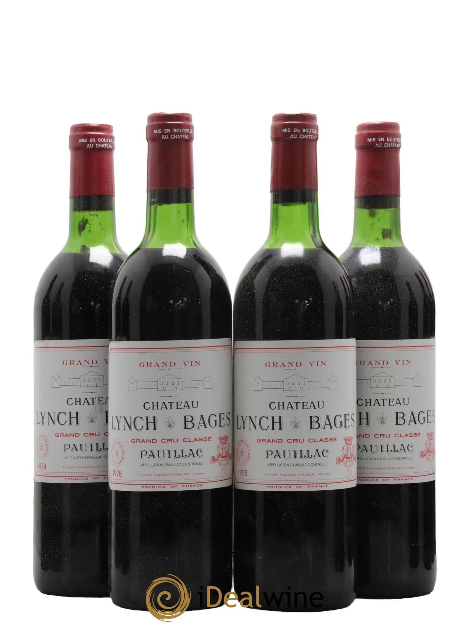 Château Lynch Bages 5ème Grand Cru Classé 1978 - Lot de 4 bouteilles - 0