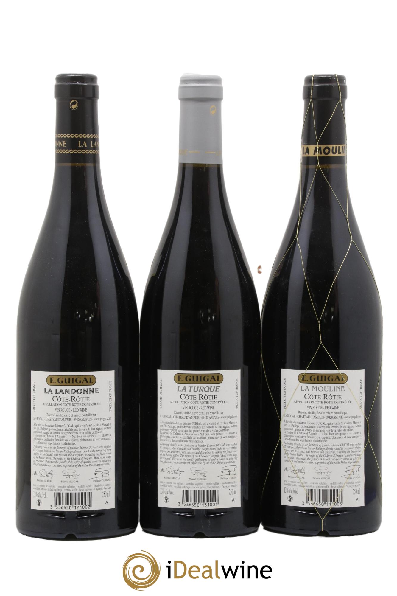 Côte-Rôtie Guigal Trilogie La Turque - La Landonne - La Mouline 2014 - Lot of 3 bottles - 1