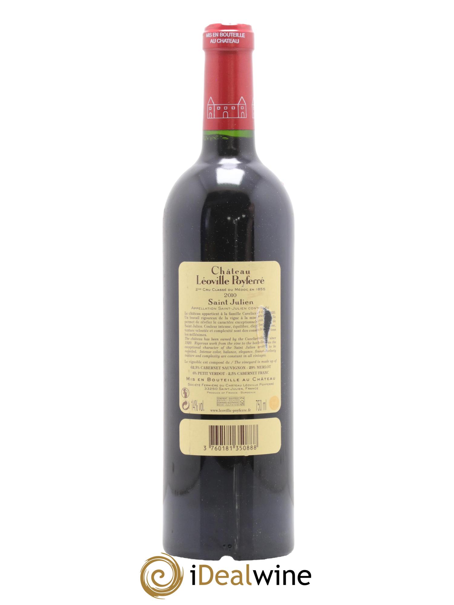 Château Léoville Poyferré 2ème Grand Cru Classé 2010 - Lot de 1 bouteille - 1