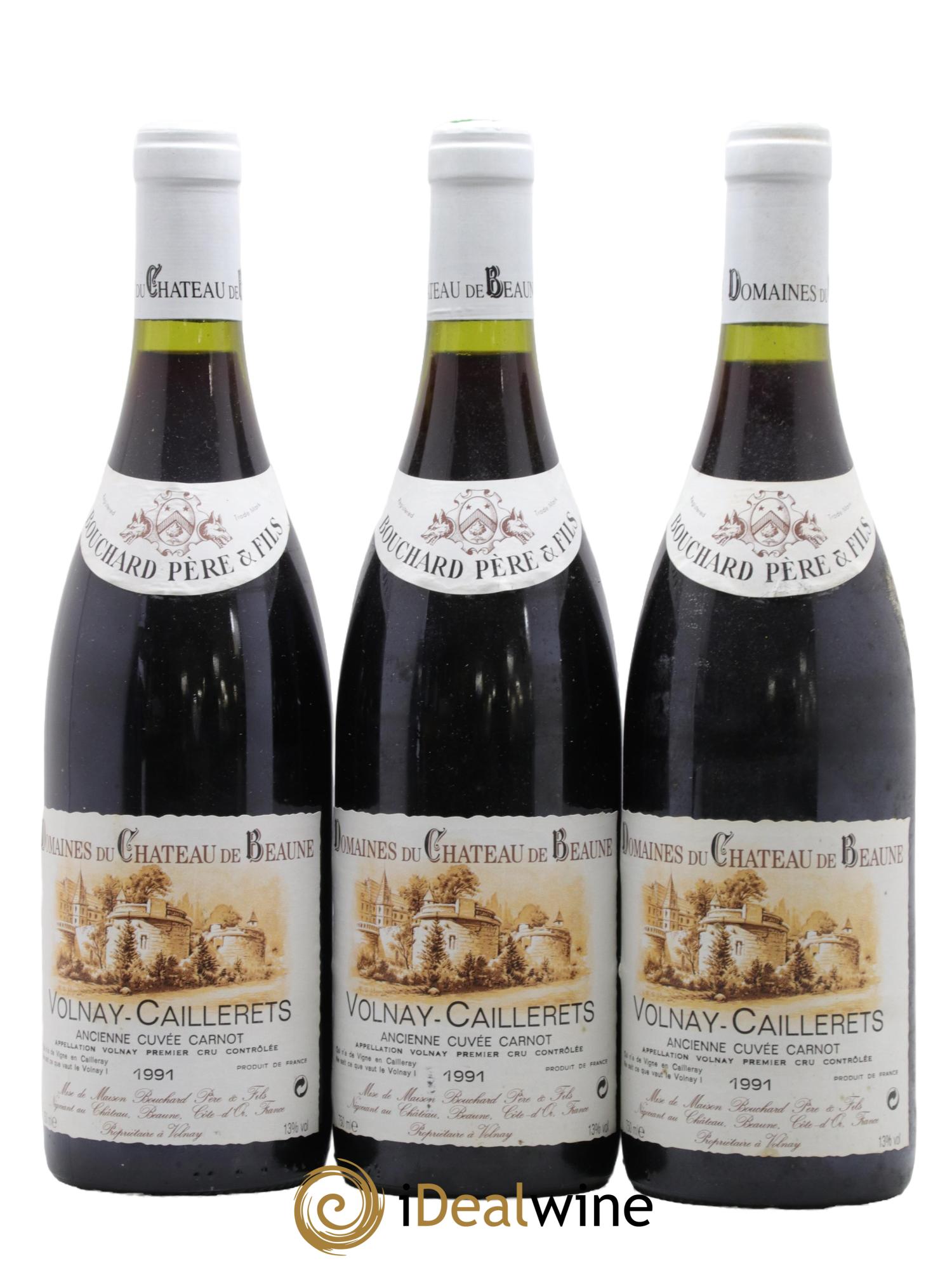 Volnay 1er Cru Caillerets - Ancienne Cuvée Carnot Bouchard Père & Fils 1991 - Lot de 3 bouteilles - 0