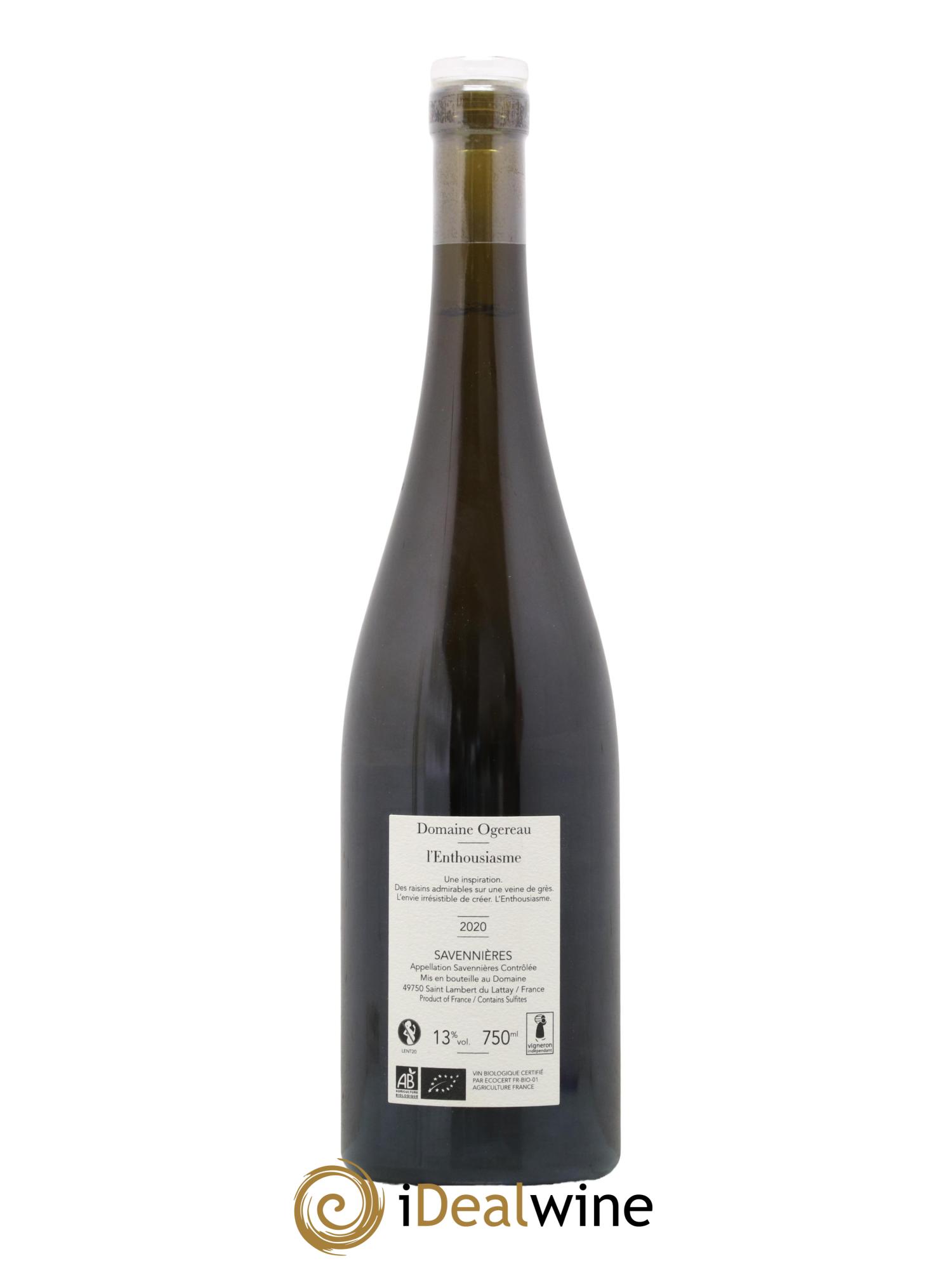 Savennières L'Enthousiasme Domaine Ogereau 2020 - Lot de 1 bouteille - 1