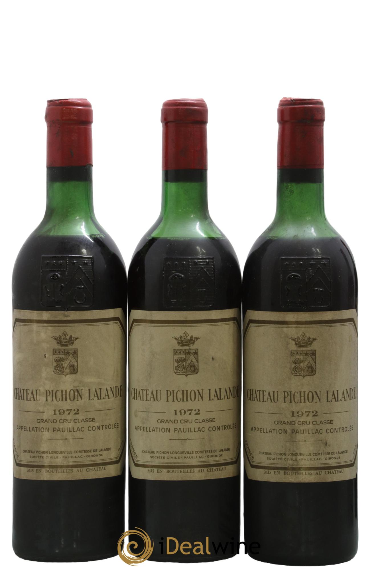 Château Pichon Longueville Comtesse de Lalande 2ème Grand Cru Classé 1972 - Posten von 3 Flaschen - 0