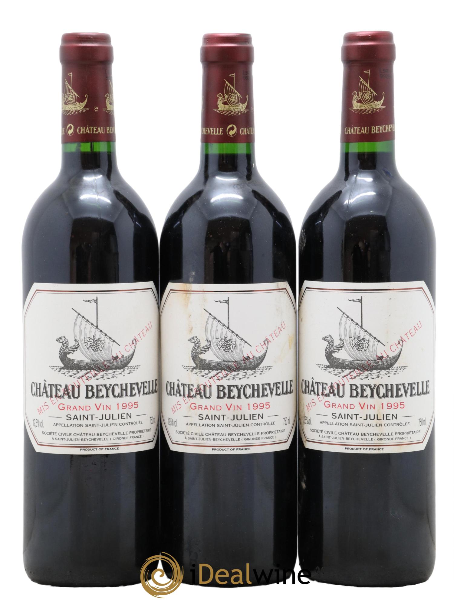 Château Beychevelle 4ème Grand Cru Classé 1995 - Lot de 3 bouteilles - 0