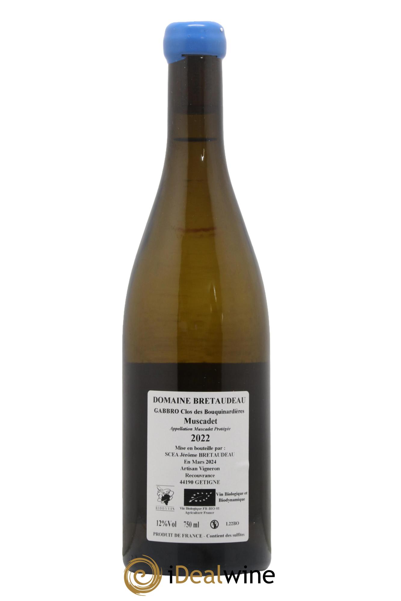 Muscadet-Sèvre-et-Maine Gabbro Clos des Bouquinardières Jérôme Bretaudeau - Domaine de Bellevue 2022 - Lotto di 1 bottiglia - 1