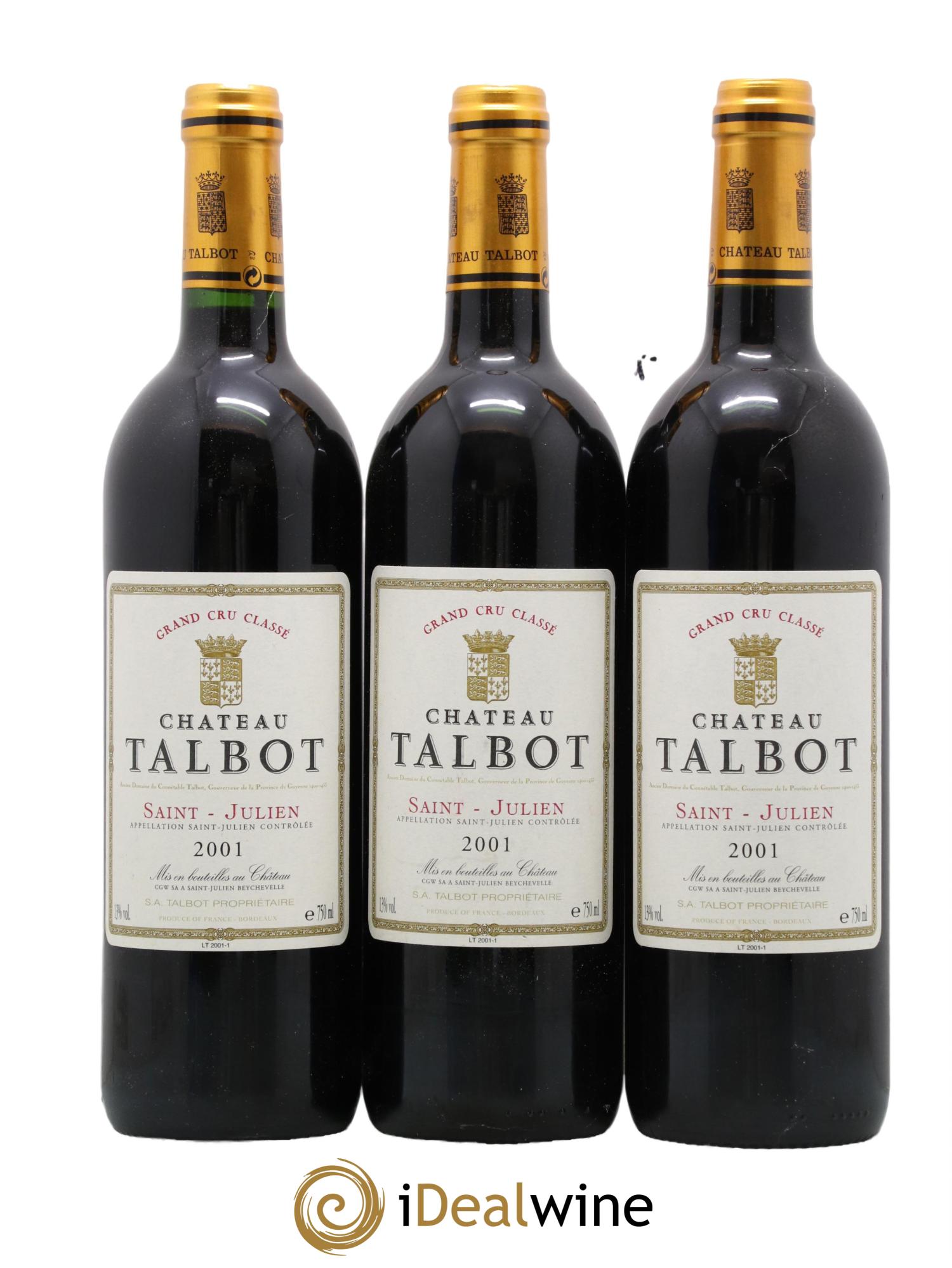 Château Talbot 4ème Grand Cru Classé 2001 - Lot de 6 bouteilles - 2