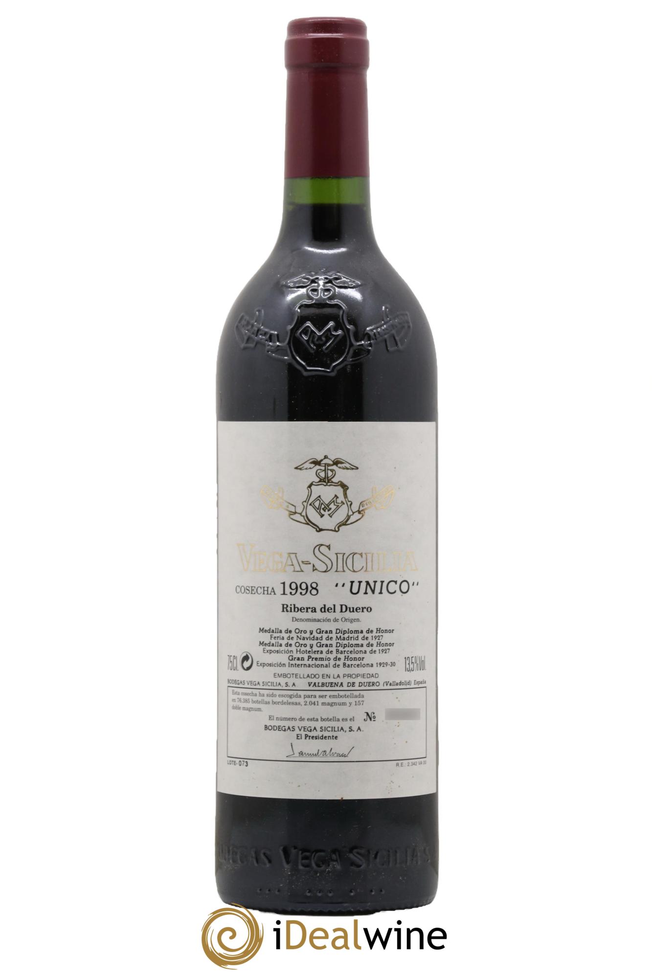 Ribera Del Duero DO Vega Sicilia Unico Famille Alvarez 1998 - Lot de 1 bouteille - 0