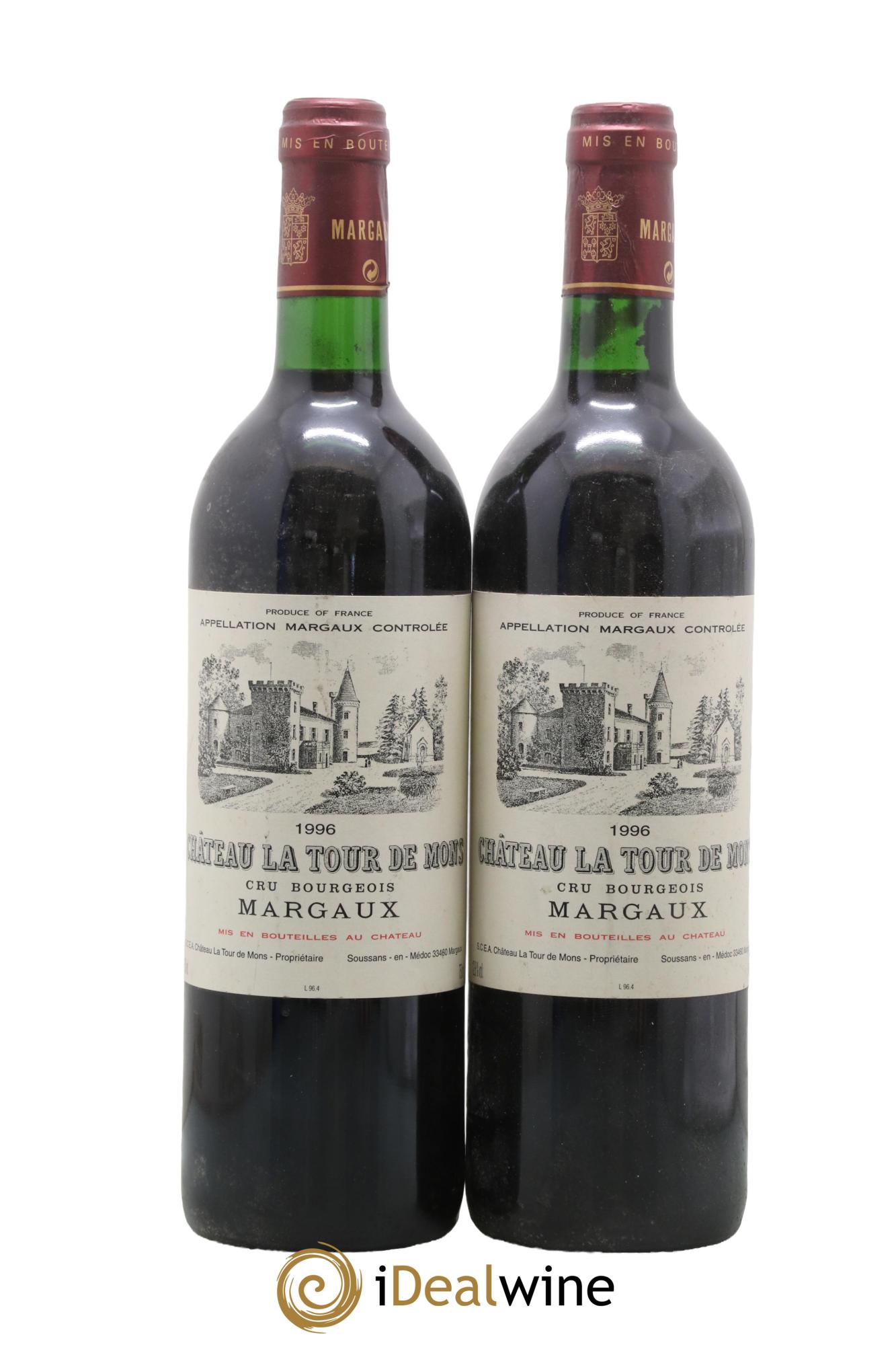 Château la Tour de Mons Cru Bourgeois 1996 - Lot de 2 bouteilles - 0