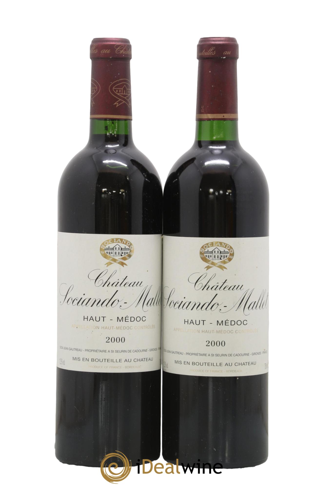 Château Sociando Mallet 2000 - Lot de 2 bouteilles - 0