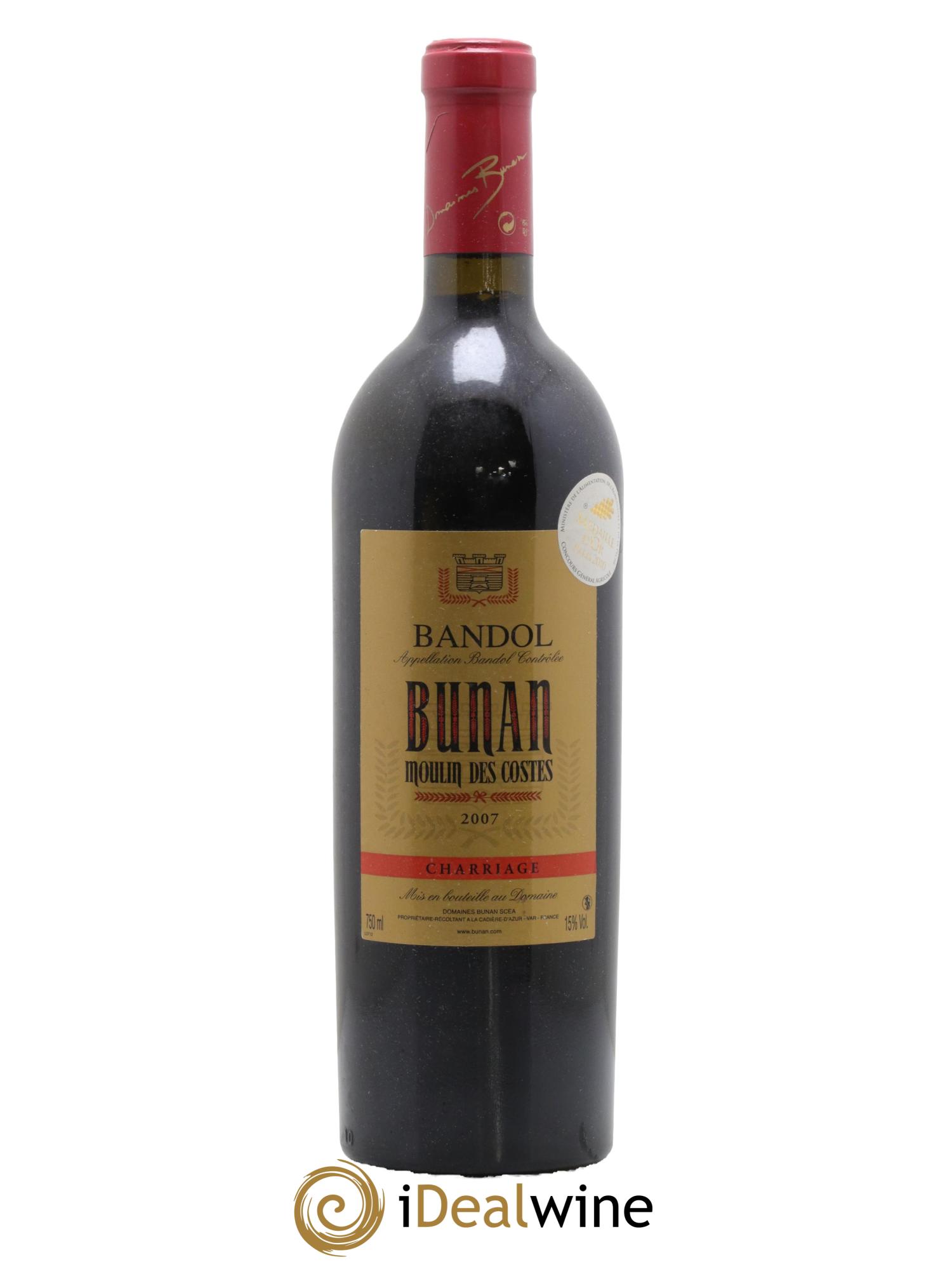 Bandol Moulin des Costes Charriage Domaine Bunan 2007 - Lot de 1 bouteille - 0