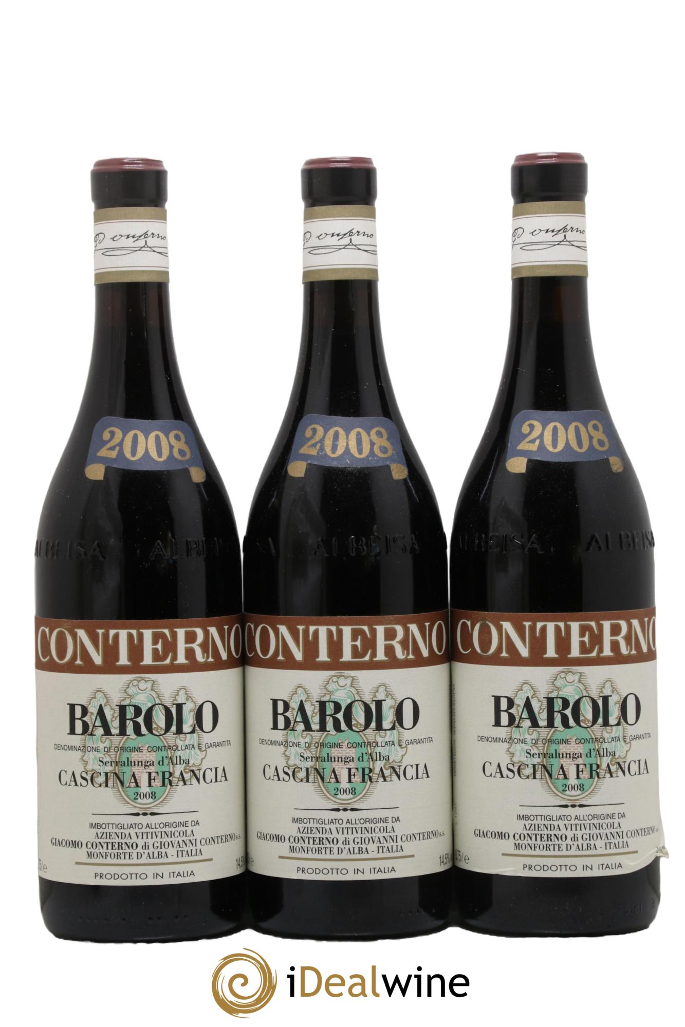 Barolo DOCG Cascina Francia Giacomo Conterno 2008 - Lot de 3 bouteilles - 0