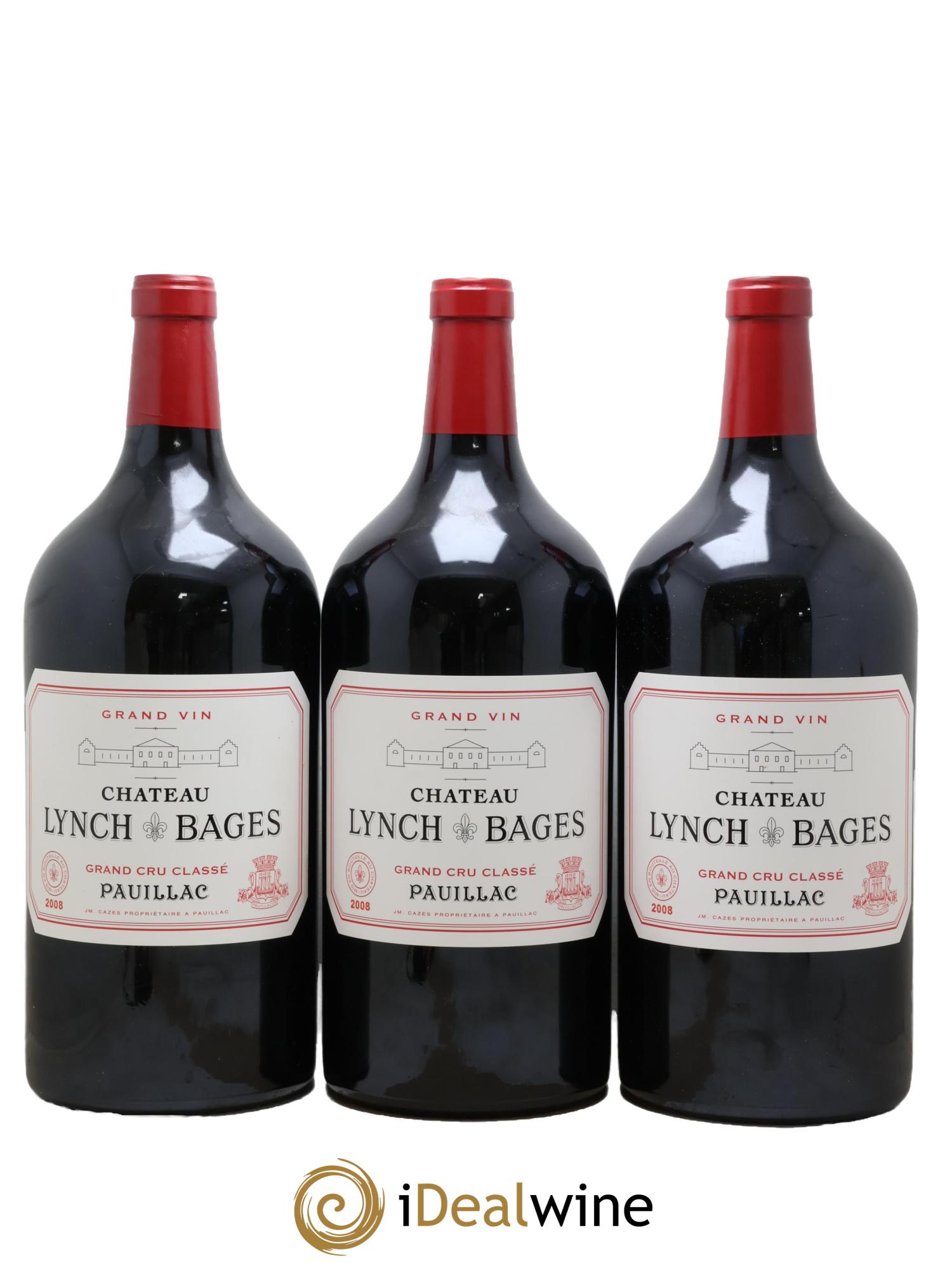 Château Lynch Bages 5ème Grand Cru Classé 2008 - Lot de 3 double magnums - 0