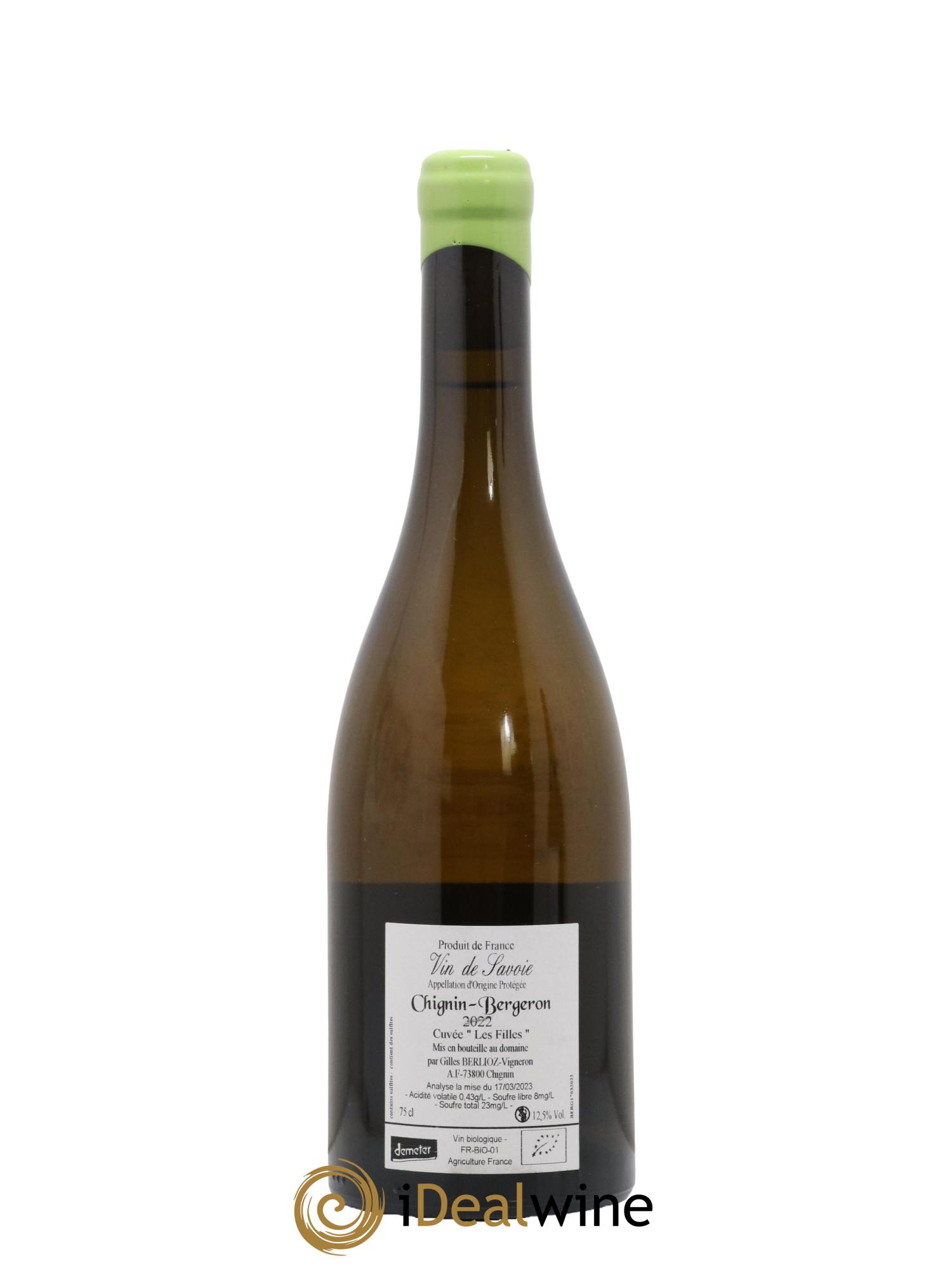 Vin de Savoie Chignin-Bergeron Les Filles Gilles Berlioz 2022 - Lot of 1 bottle - 1