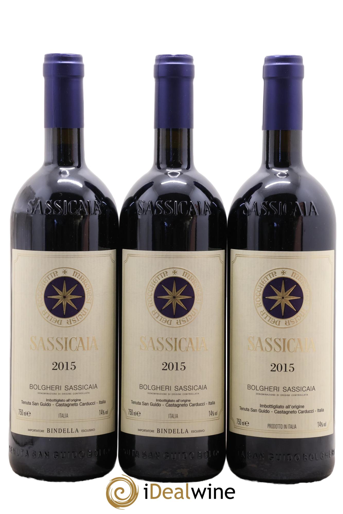Bolgheri DOC Sassicaia Tenuta San Guido 2015 - Lotto di 3 bottiglie - 0