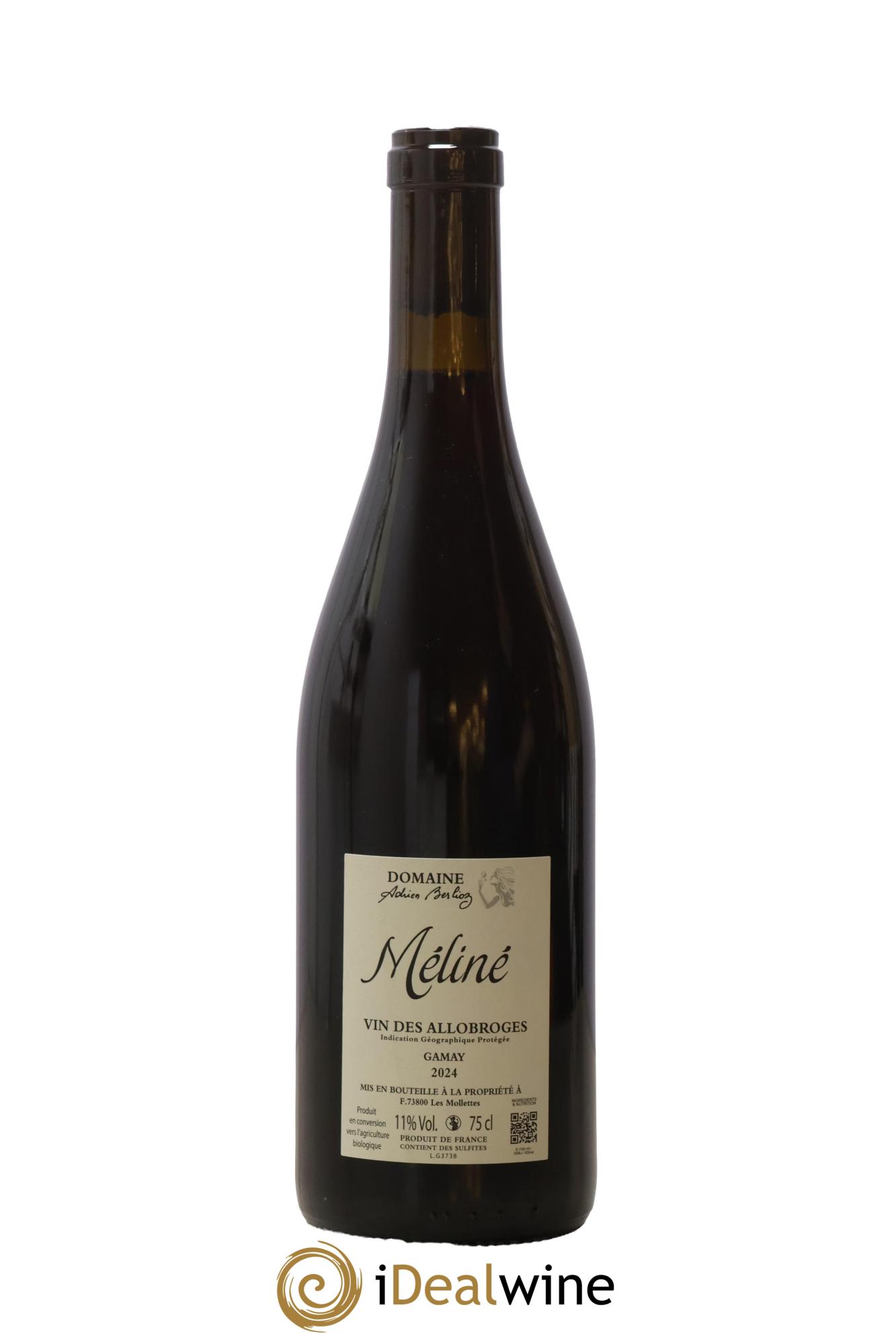 Vin des Allobroges Gamay Cuvée Méliné Les Vignes de la Sauterelle Verte Domaine Adrien Berlioz 2024 - Lot de 1 bouteille - 1