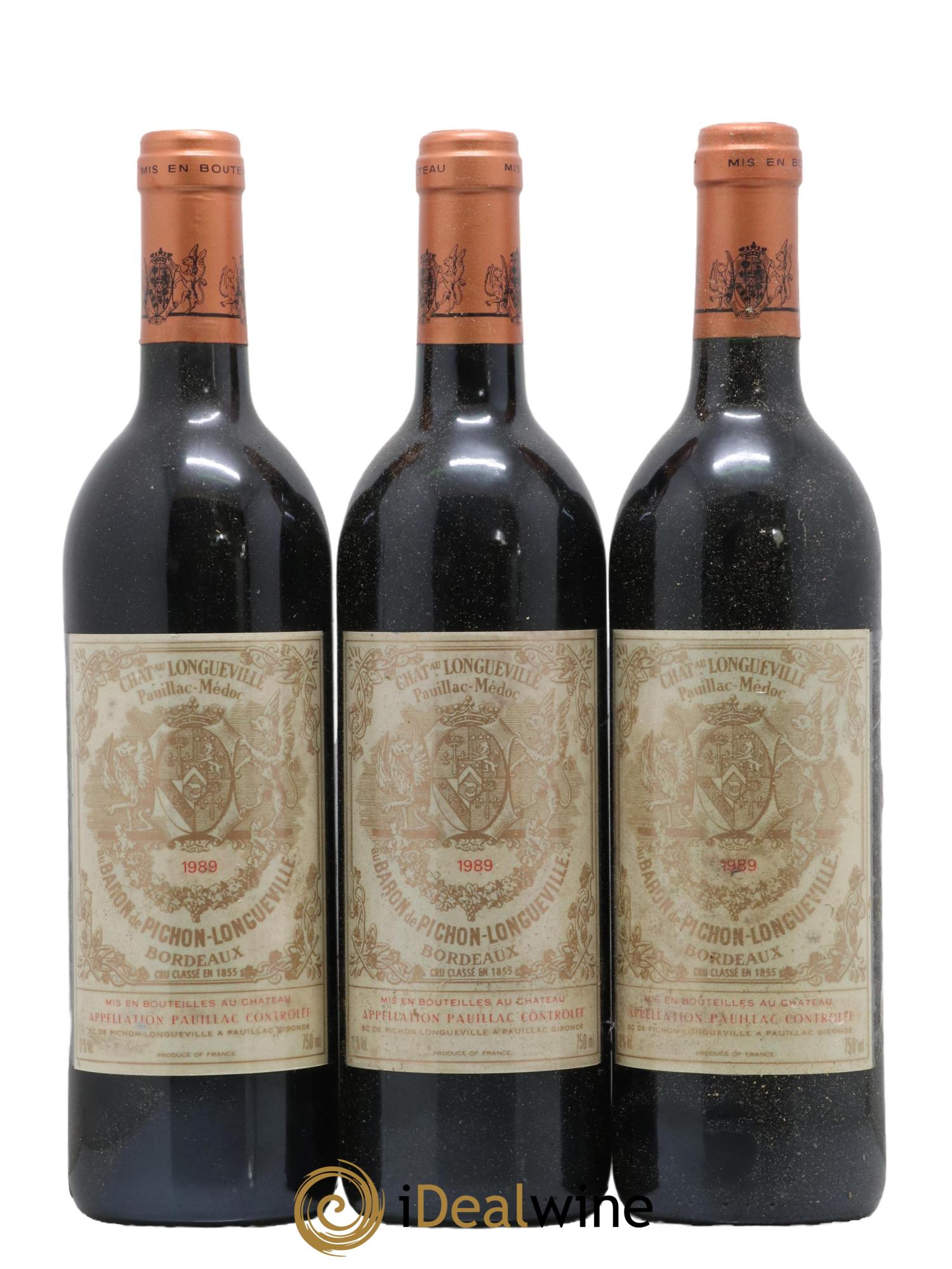 Pichon Longueville Baron 2ème Grand Cru Classé 1989 - Lot de 3 bouteilles - 0