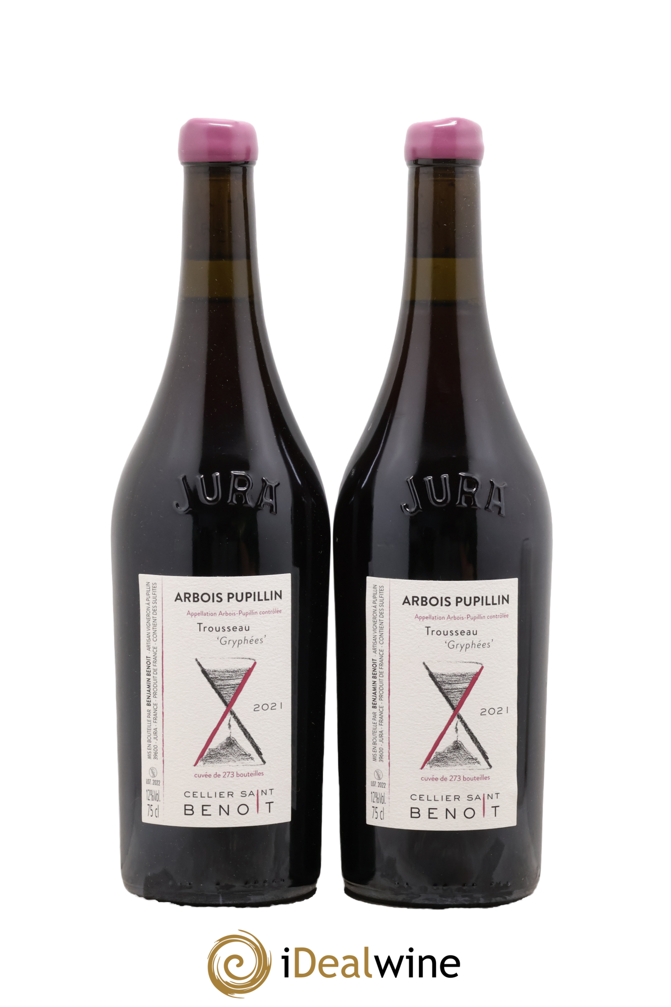 Arbois Pupillin Trousseau Gryphees Cellier Saint Benoit 2021 - Lot de 2 bouteilles - 0