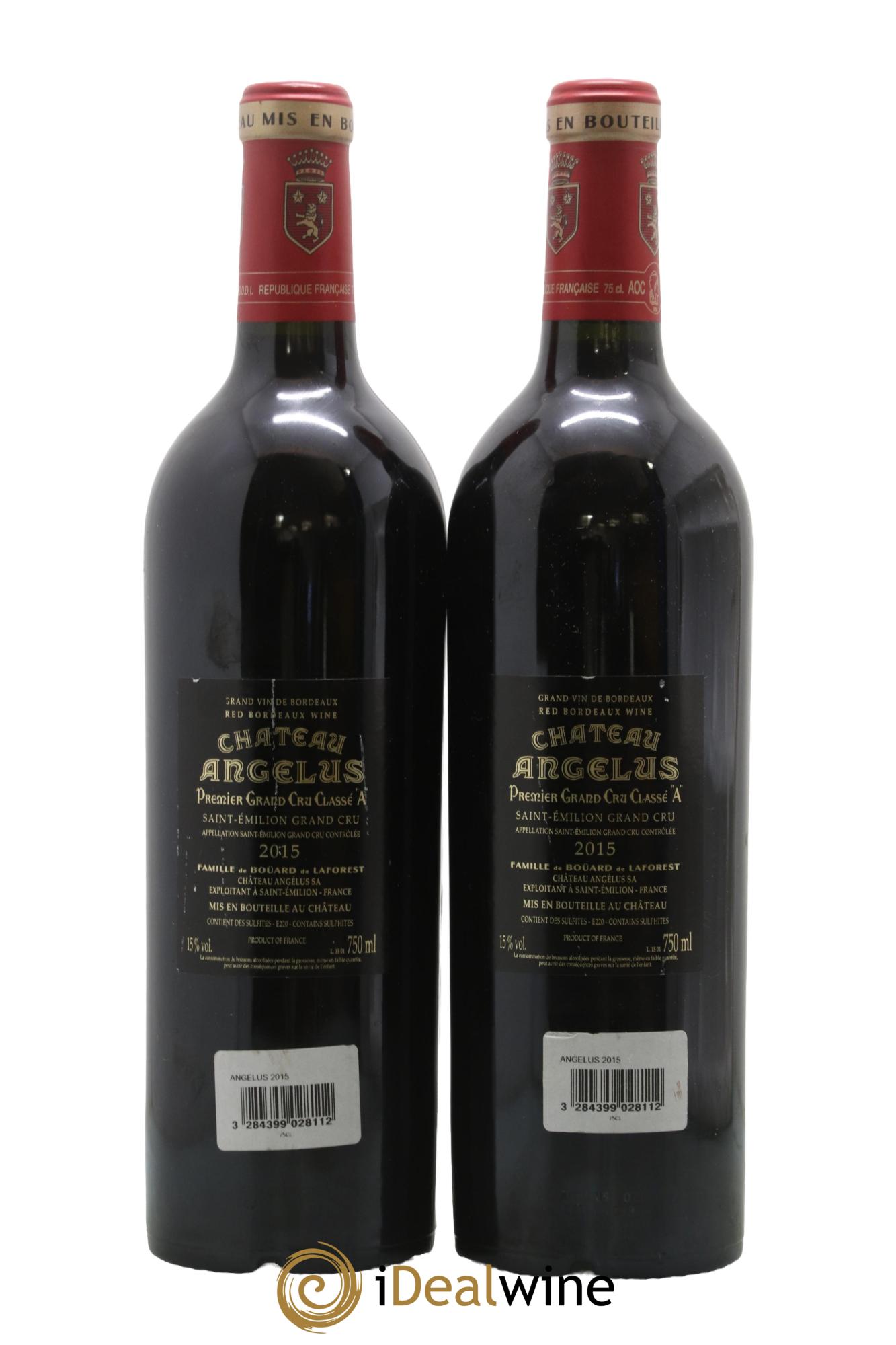 Château Angélus 1er Grand Cru Classé A 2015 - Lot of 2 bottles - 1