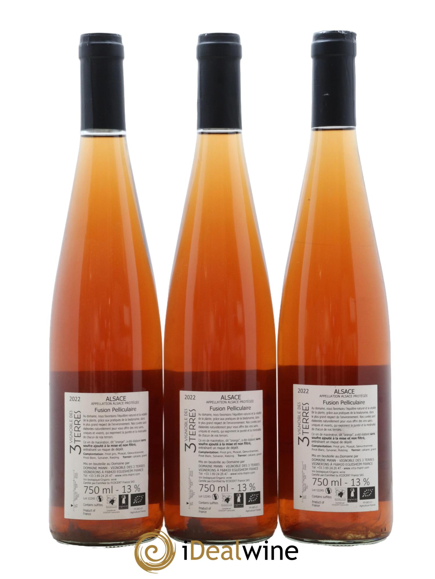 Alsace Vin de Macération Fusion Pelliculaire Vignoble des 3 Terres 2022 - Lot de 3 bouteilles - 1
