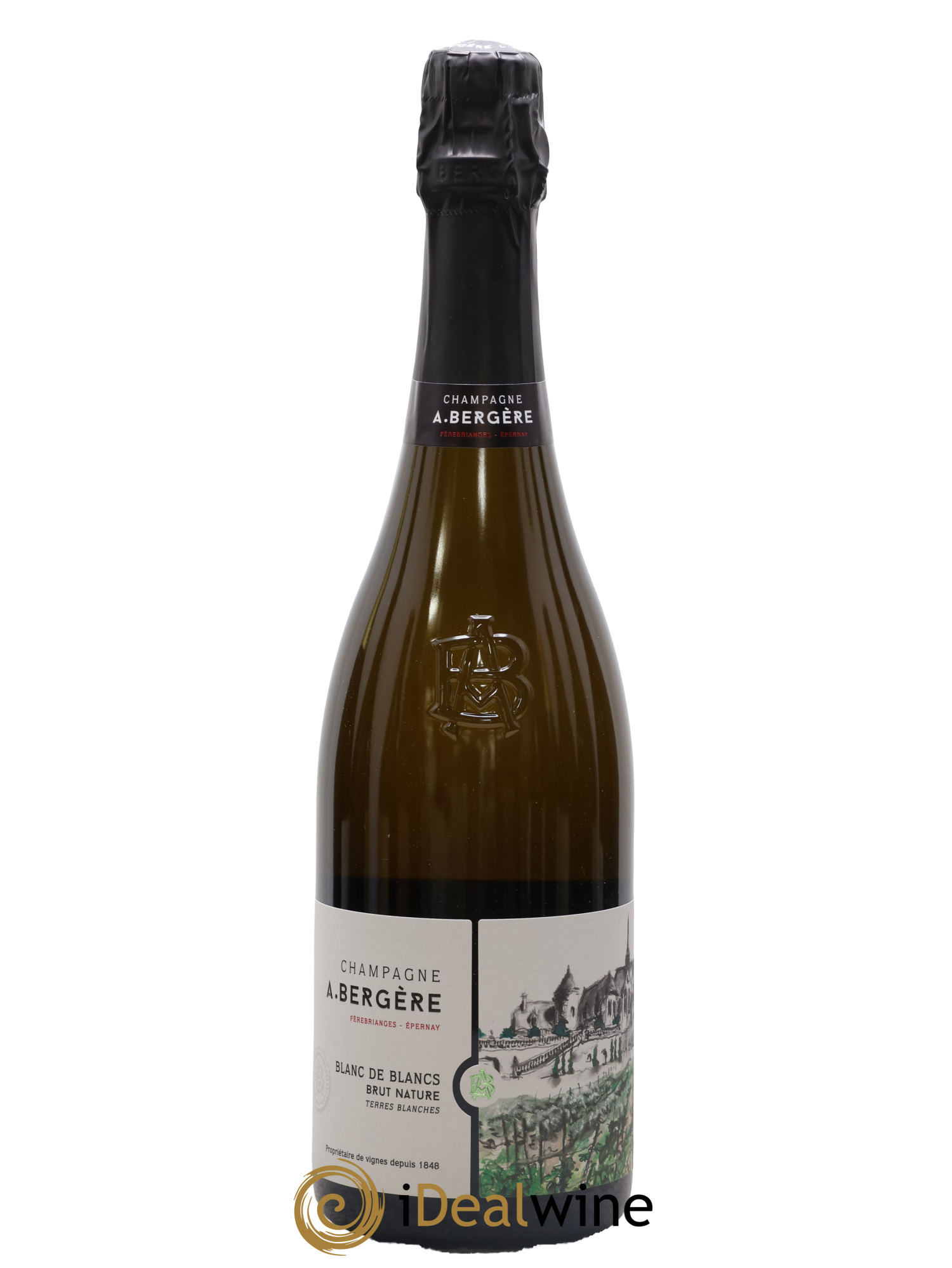 Champagne Brut Nature Blanc de Blancs Terres Blanches A. Bergère - Lot de 1 bouteille - 0
